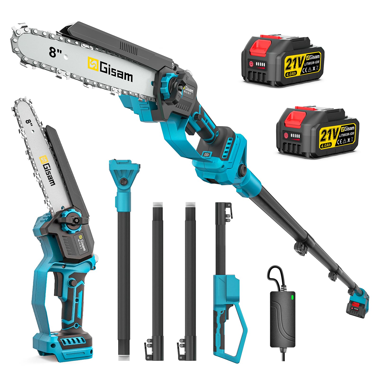 2-In-1 KettensäGe Und Hochentaster Akku FüR Makita 18v, Mit 2×4.0ah Akku, VerläNgerungsstange Bis 4.2m, BüRstenloser Motor, Elektro Hochentaster AstsäGe FüR Baumzweige, Holzschneiden