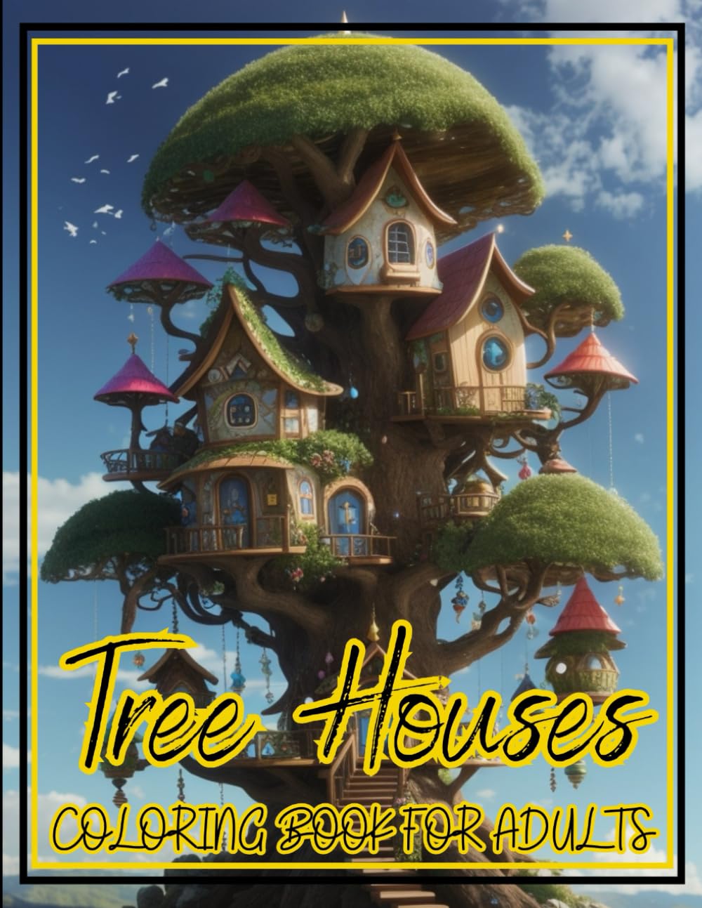 Tree Houses: Coloring Book For Adults