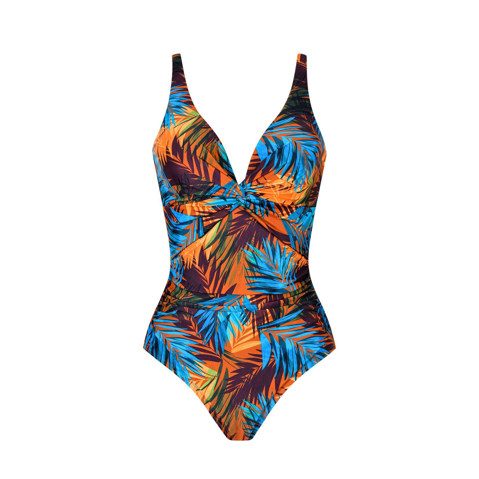 WIN.MAX Costumi da Bagno Interi per Donna Scollo a V Costume Intero Donna con Controllo della Pancia Monokini con arricciature, per Coppe da D a G