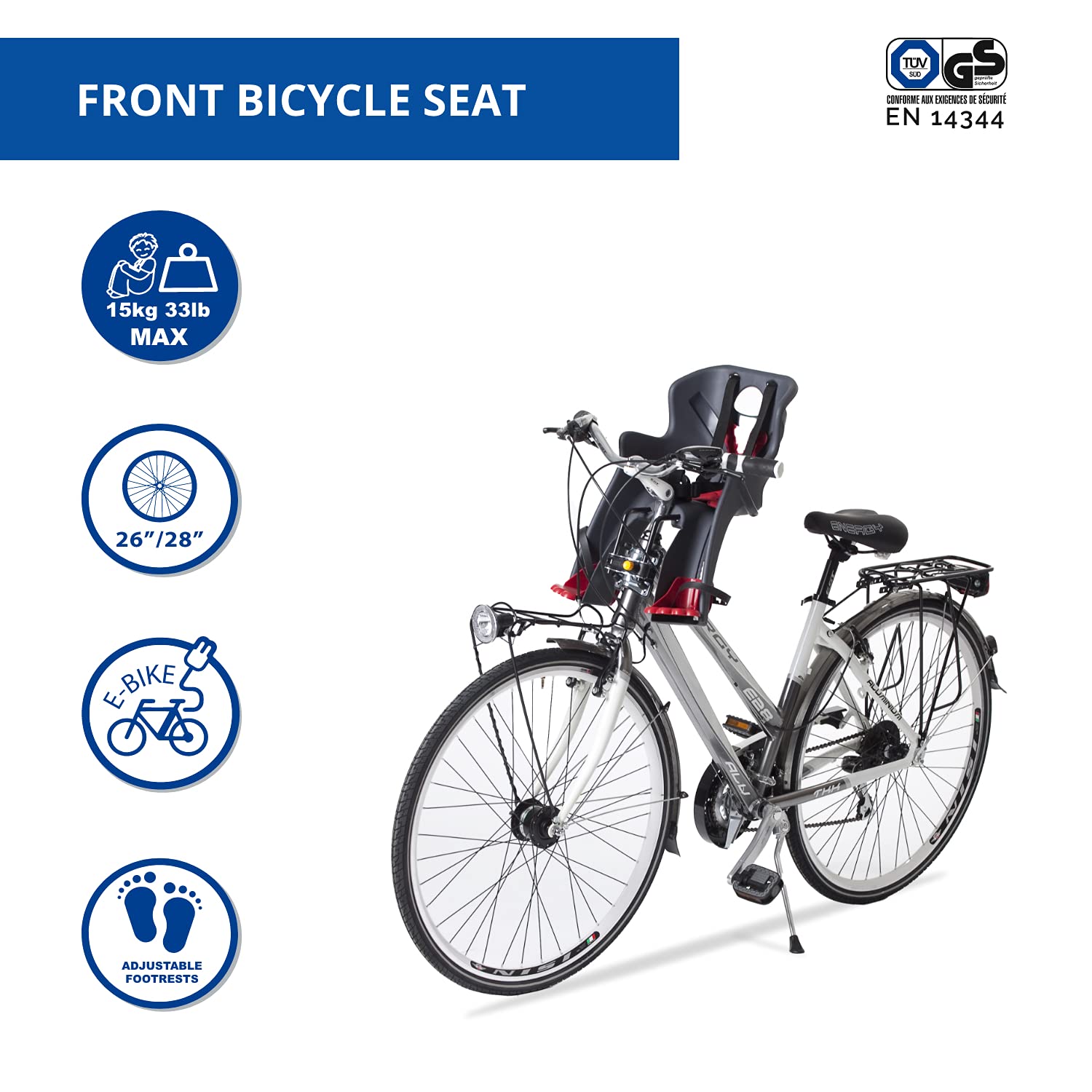 b bellelli Rabbit - Siège Avant pour vélo - pour Les Enfants jusqu'à 15 kg, de 9 Mois à 3 Ans - Fixation au Cadre