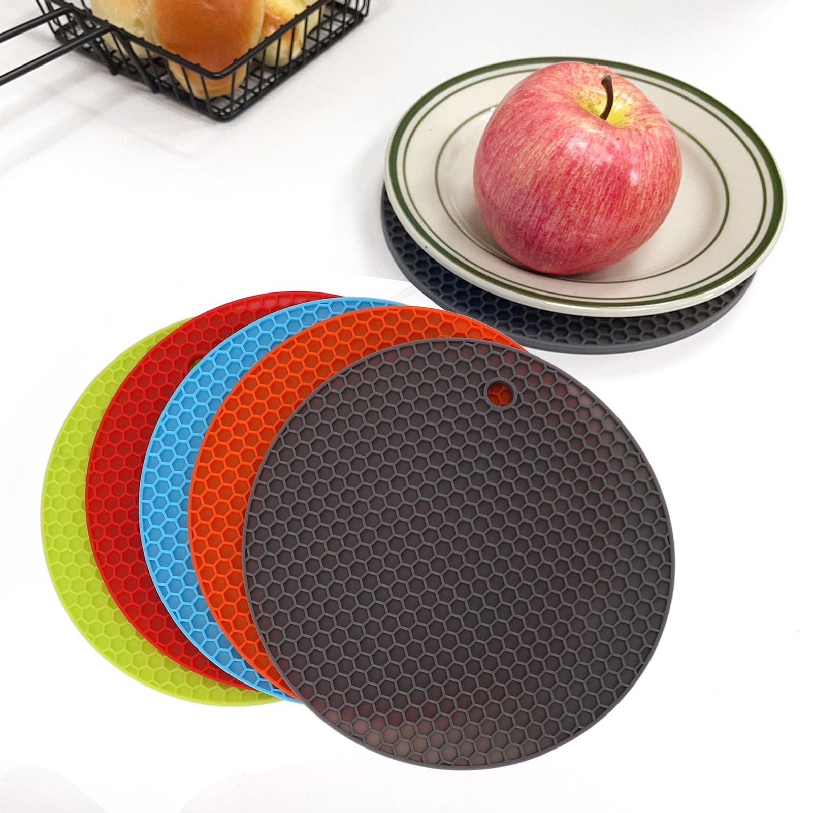 Sottopentola In Silicone [Confezione Da 3] – Rotondi 17,8 Cm, Antiscivolo, Resistenti Al Calore – Per Uso In Cucina E Tavola