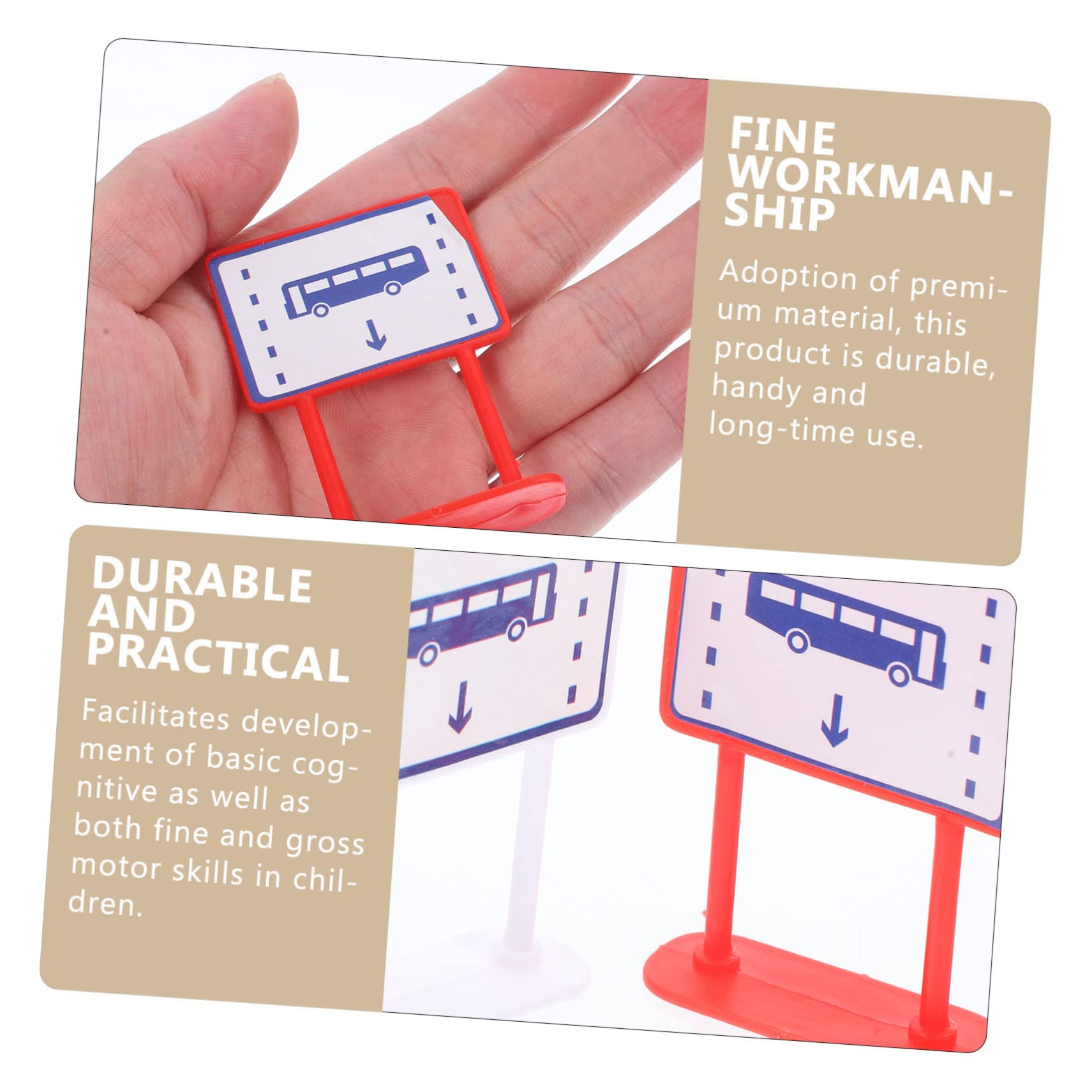 Kisangel 6 Set Traffic Road Signs Playset Road Sign Cutouts for Kids Mini Signal Model Sturdy Simulation Traffic Toys