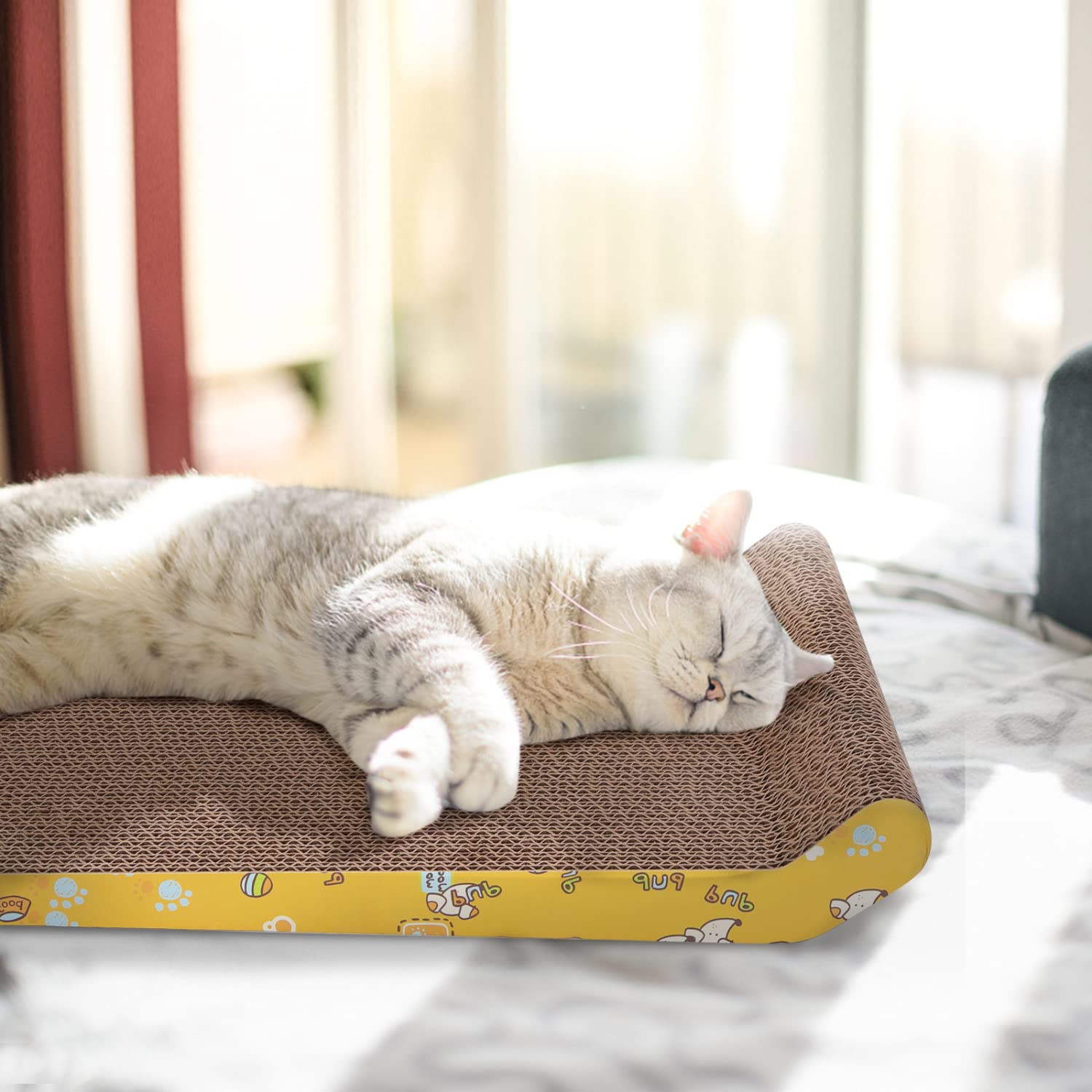 Nobleza 2 Pezzi Tiragraffi per Gatto con Canapa Naturale e Cartone Denso, Tiragraffi per Gatti Cartone Ondulato, con Sacchetto di Erba gatta in Regalo, 40 x 25cm