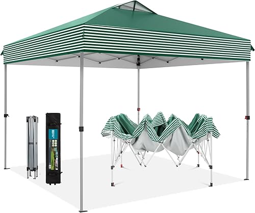 Miniatura 21 de MFSTUDIO Carpa Desplegable de 10x10 pies, Refugio Gazebo Sombra Solar Toldos Impermeables Patio Portátil Carpas con Malla Desplegables para Playa,