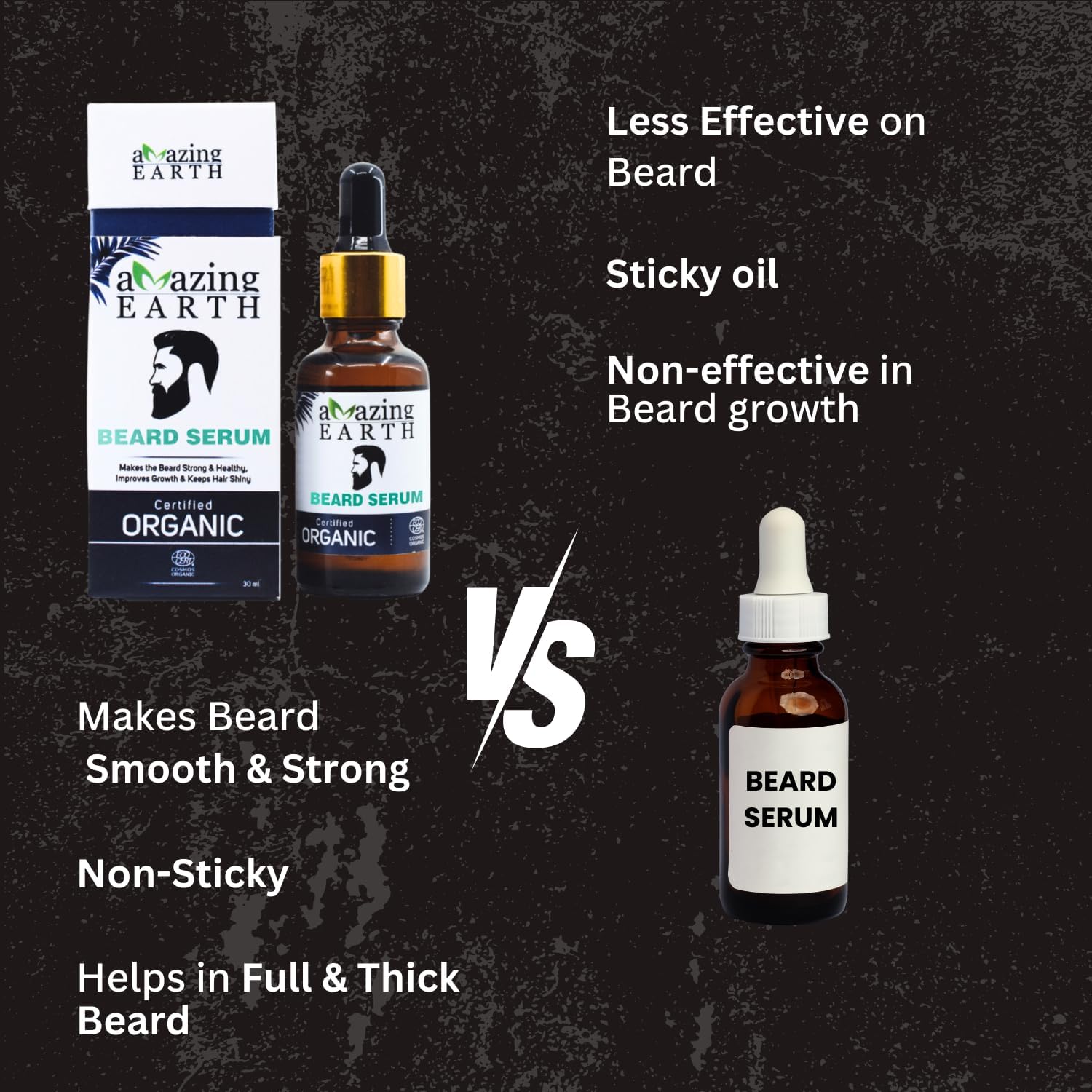 Amazing Earth Organic Beard Serum, 30 ml, For Strong and Healthy Beard Growth Pack of 2 1
