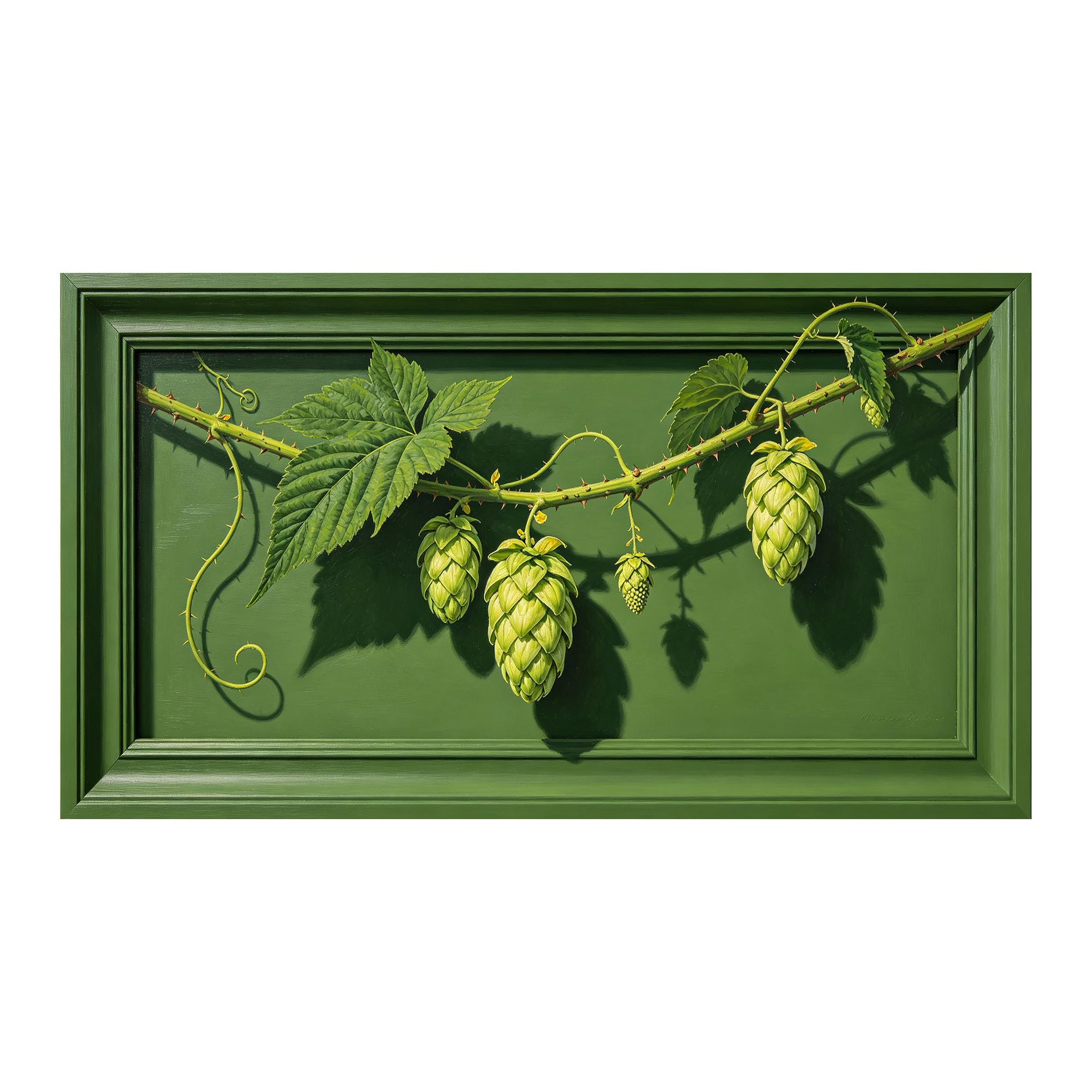 Yzpallescene 3D Framed Wall Art 50cm×100cm Hops Botanical Realistic Relief Effect Large Size SelfAdhesive Removable Wall Decor Prints Artwork for Living Room Bedroom Office
