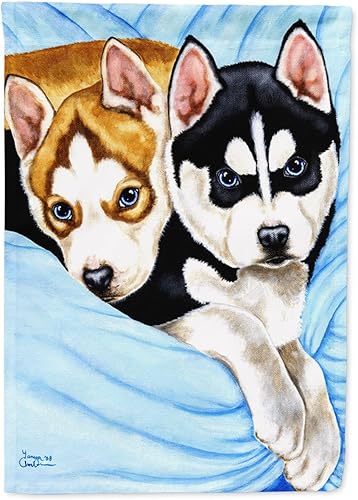 Caroline's Treasures AMB1327GF - Bandera de jardín con diseño de ángeles de nieve y husky siberiano, bandera decorativa para patio exterior, patio,