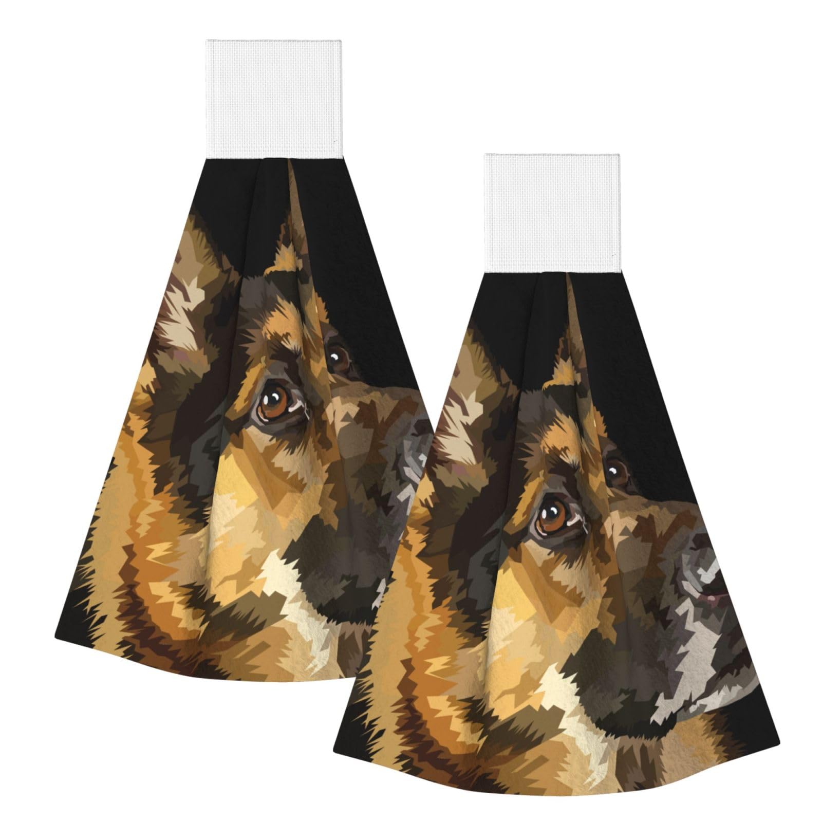 DOPKLNA German Shepherd, 2 Pcs Hanging Coral Fiber Hand Towels for Bathroom, Absorbent Kitchen Towels