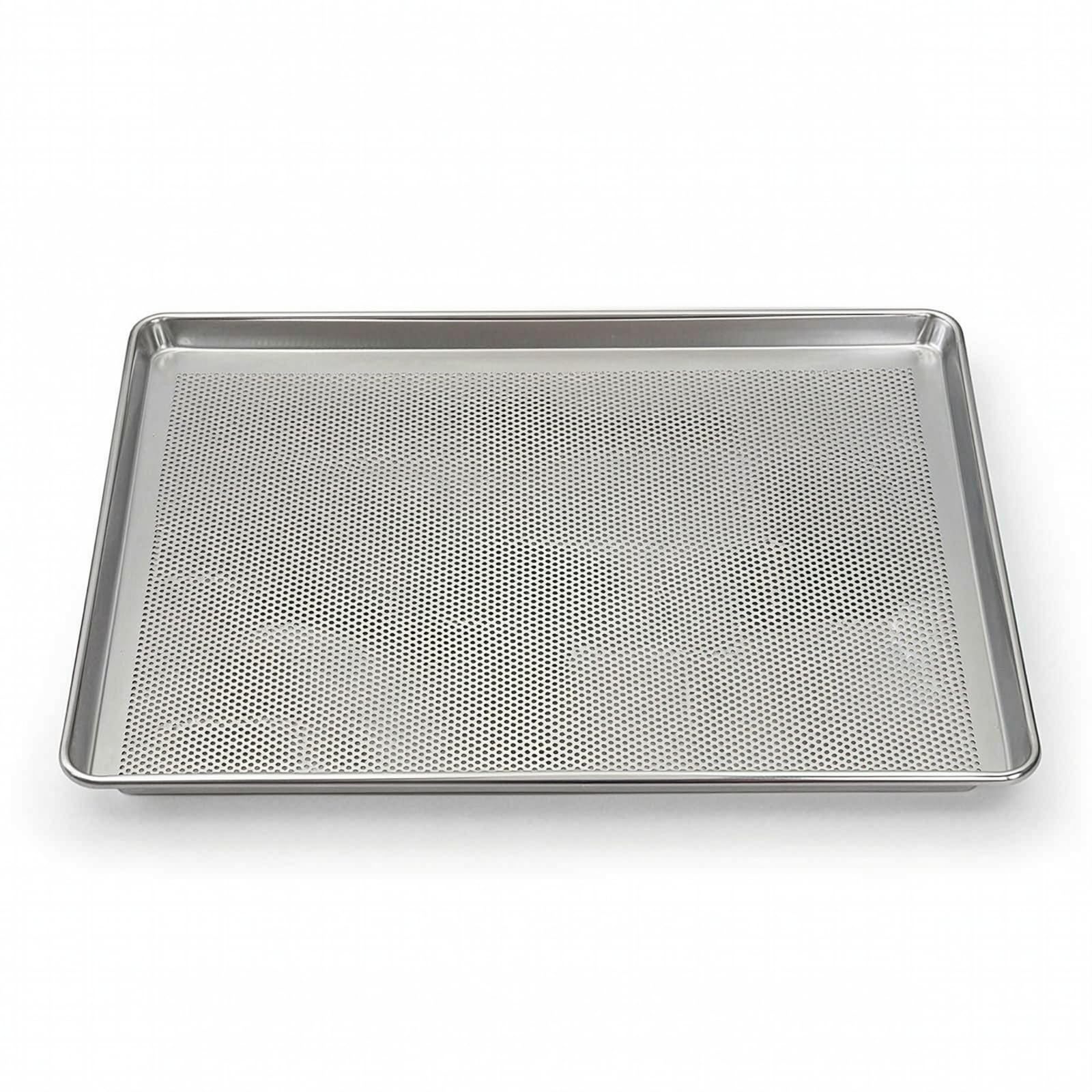 rockible Teglia da Forno in Alluminio Antideformazione Teglia Perforata Vassoio da Forno Cottura Materiale in Lega da 10 Mm con Bordo Basso Arrotondato Cottura, Colore Originale, 660 460 27MM