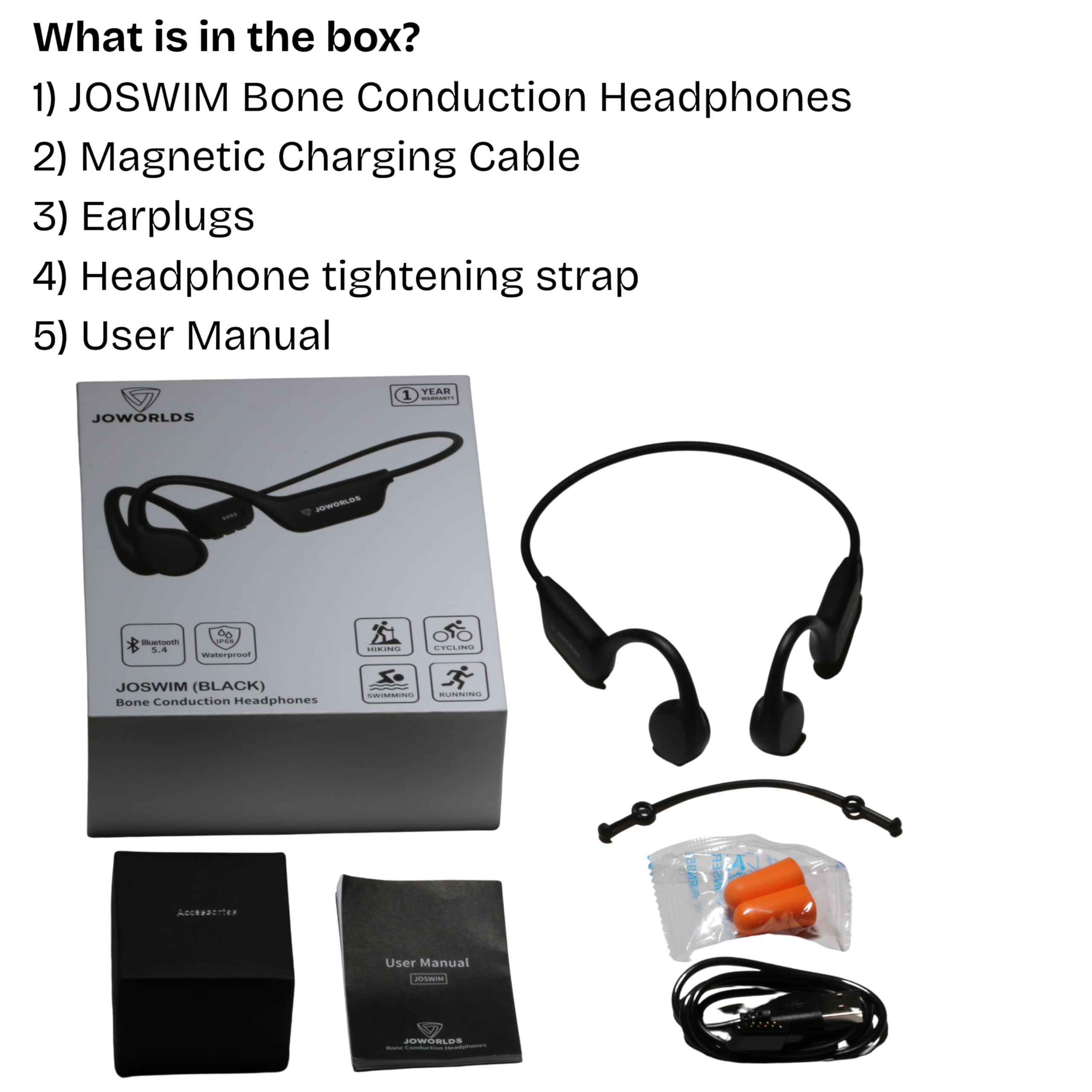 Auriculares de oído abierto inalámbricos Bluetooth, IP68, impermeables, conducción ósea, Bluetooth, auriculares inalámbricos Bluetooth, auriculares deportivos para correr nadar, 10 horas de
