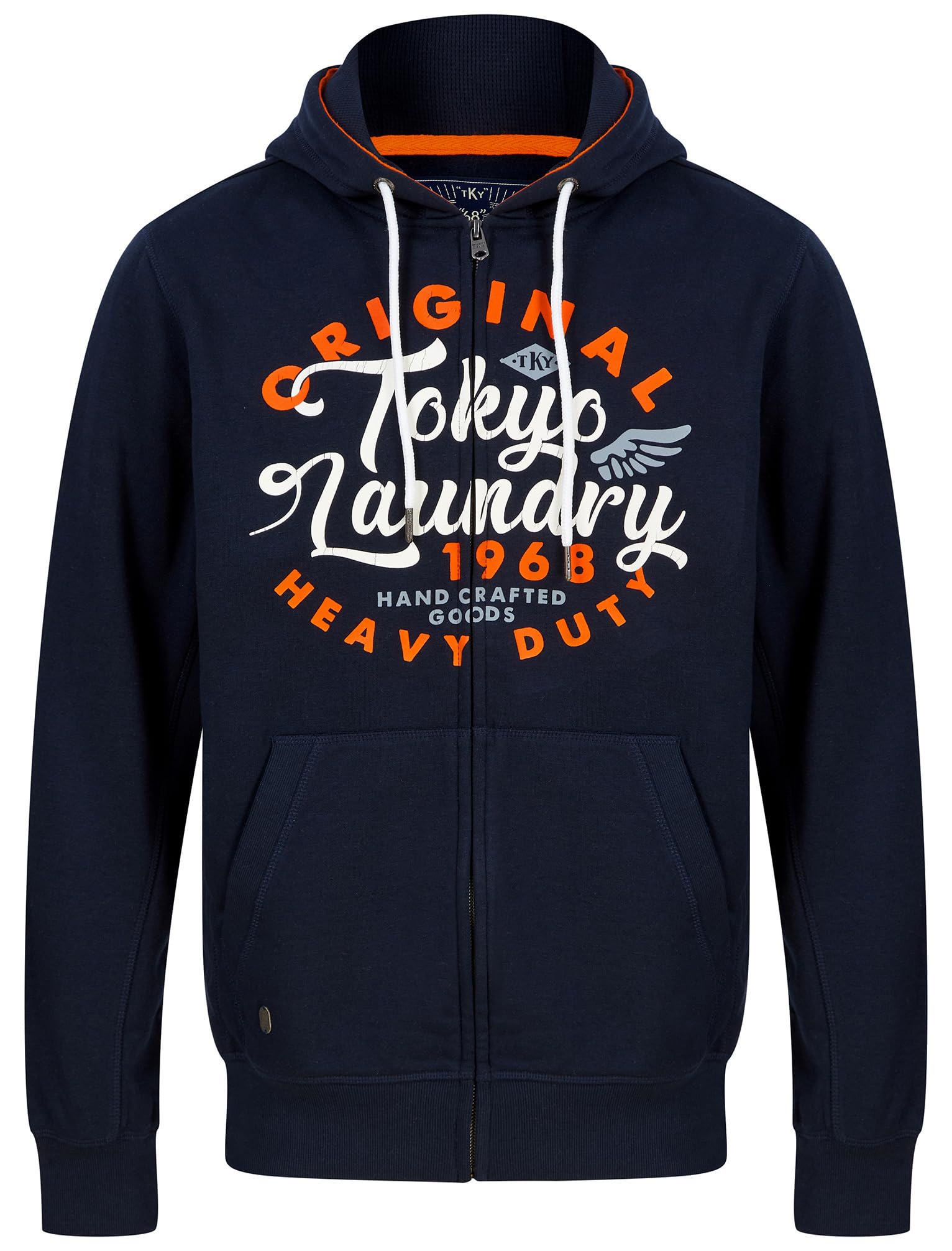 Tokyo Laundry Prevail Motif Brushback Fleece Zip Through Hoodie in Sky Captain Navy S