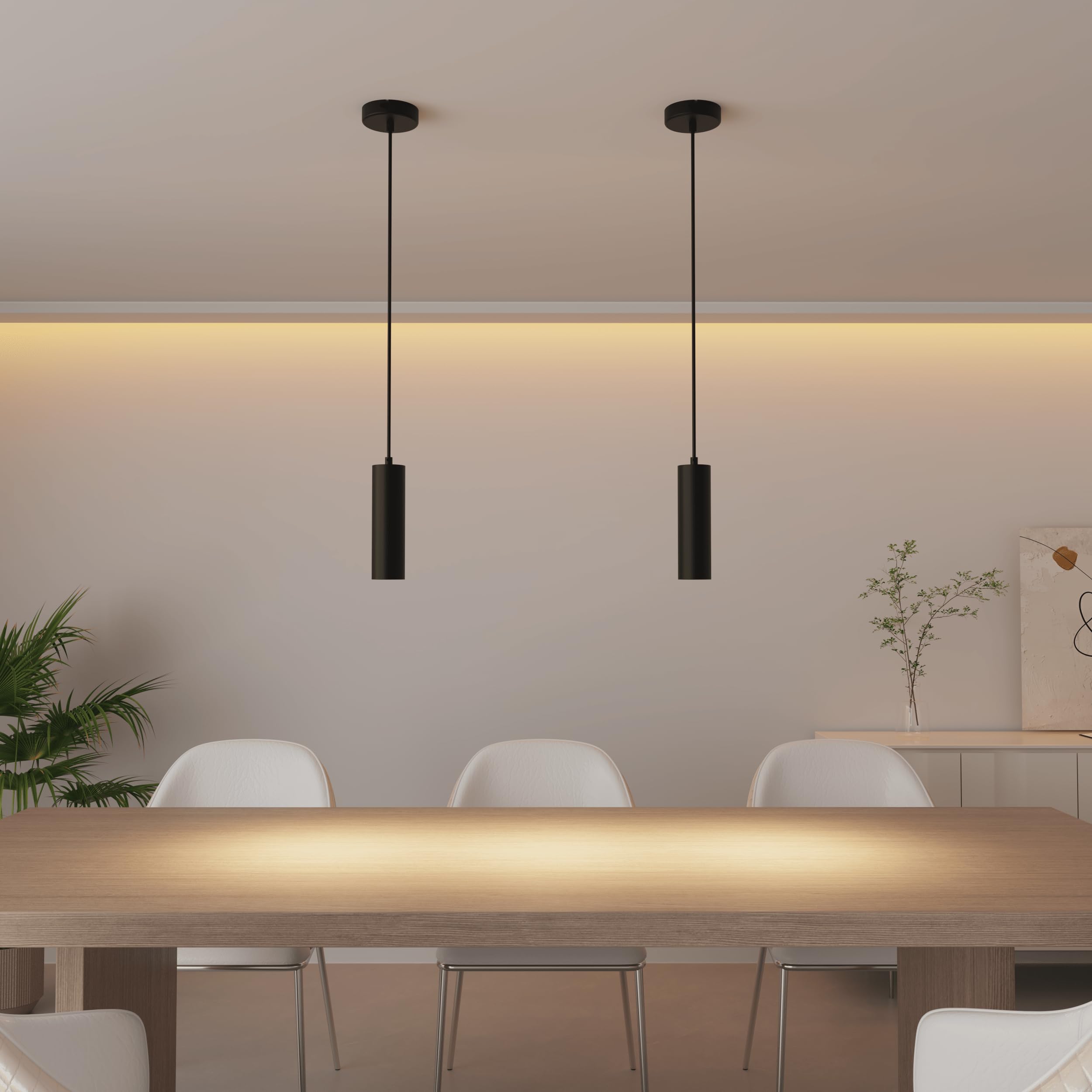 CALEX Lampada a sospensione GU10, 1 luce, cilindro in alluminio, regolabile in altezza, nero opaco