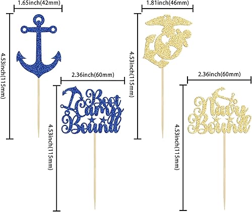 Miniatura 2 de 24 piezas de decoración para cupcakes con temática militar con purpurina para botas de campamento, decoración de cupcakes con temática azul marino,