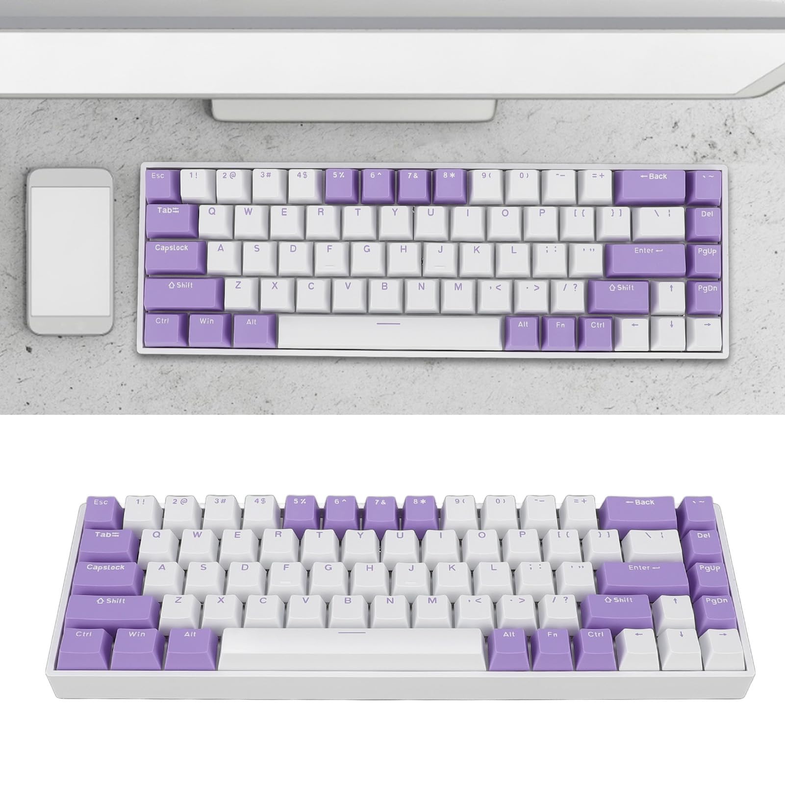Acouto Teclado Mecánico con Interruptor Rojo de 68 Teclas RGB 60 por Ciento USB C Teclado para Juegos con Cable para PC con Puerto USB El con Cable un 68 Teclas Mecánico60 por Ciento