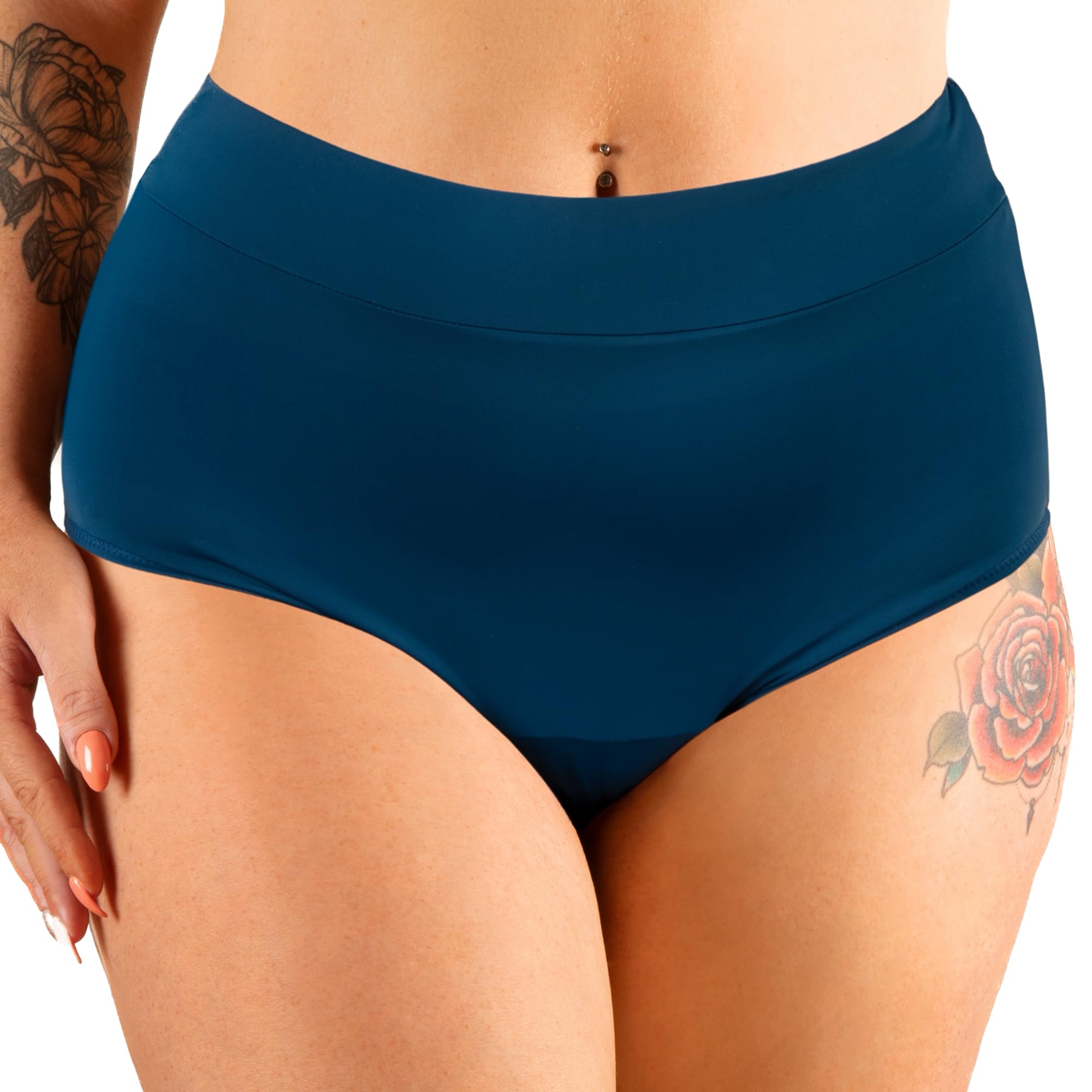 Maillot de Bain Menstruel Taille Haute - 4 Couches Absorbantes pour Flux Léger à Modéré - Protection Réutilisable - Résistant Chlore et UV - Marque Française - Eléonore