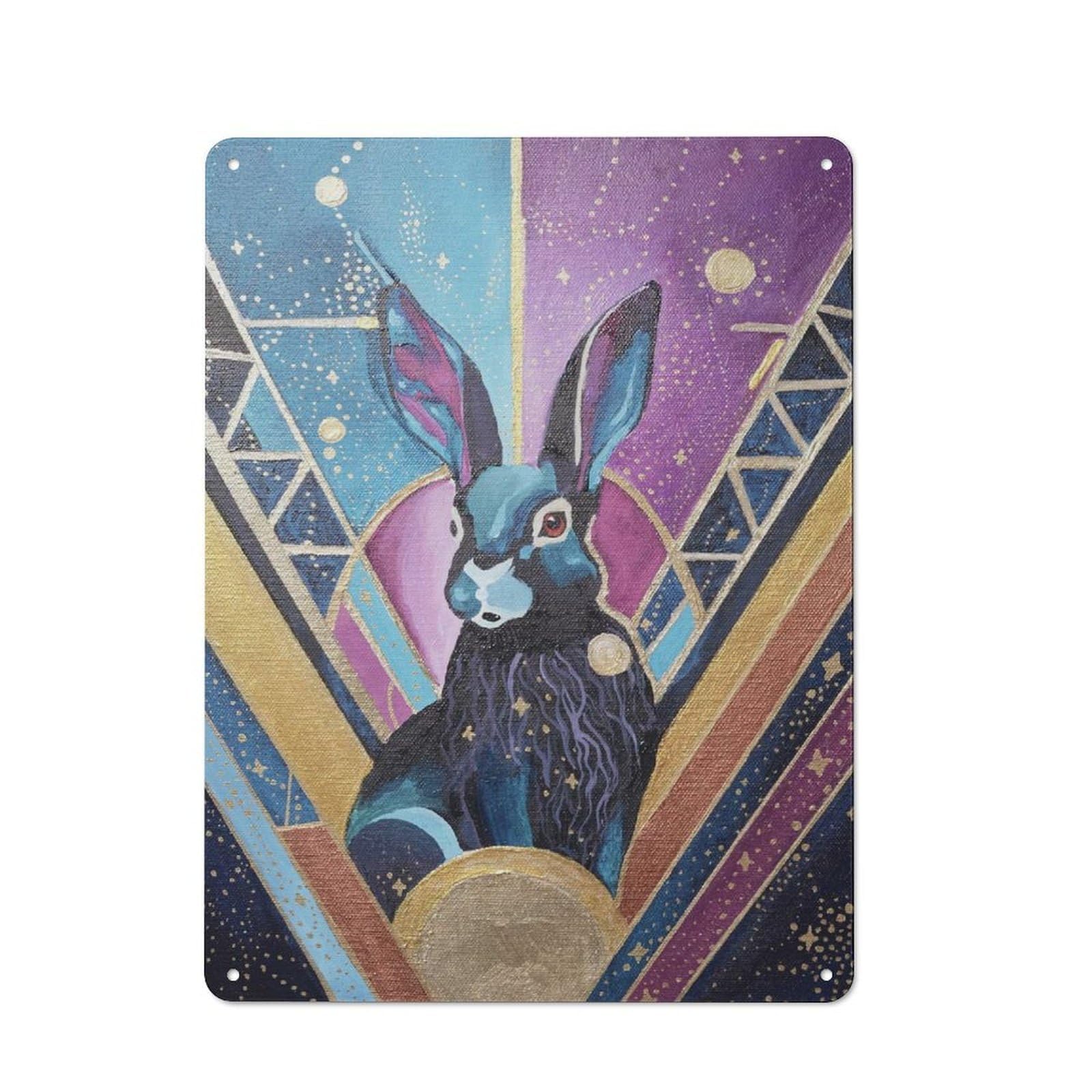 Junmoney Style-21 Eclipse Rabbit Vintage Metal Sign 40X30cm For Hobby Room Or Studio, Housewarming Present For People Styling Hobby Room And Studio