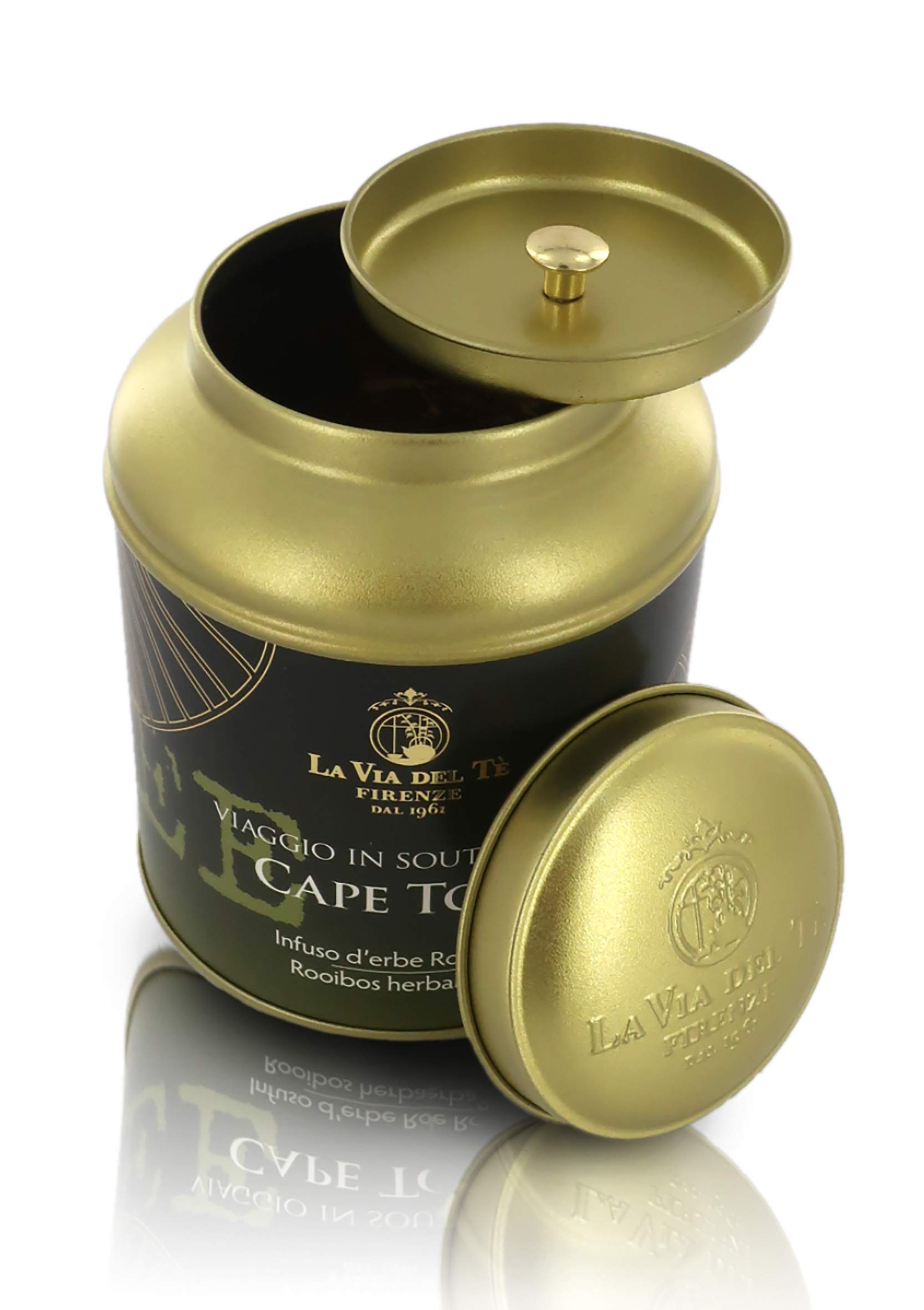 LA VIA DEL TÈ "Cape Town, Rooibos Profumato con Fiori, tè Rooibos ai Fiori di Malva, Petali di Girasole e Rosa, Barattolo di Latta, 100 Grammi