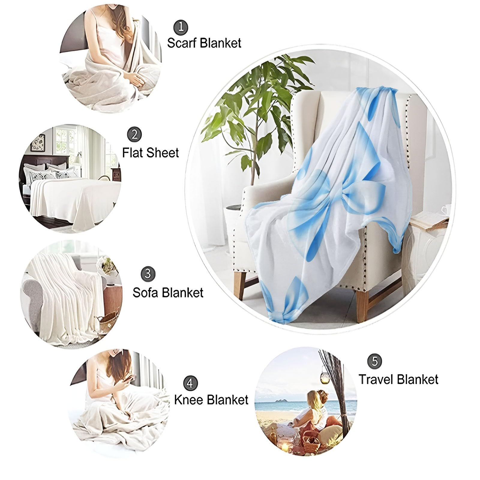 Manta de Franela Súper Suave 200 x 220 cm – Manta Cálida con Estampado de Minimalismo Espacio Arco, Ideal para Sofá Cama o Viaje Azul Claro