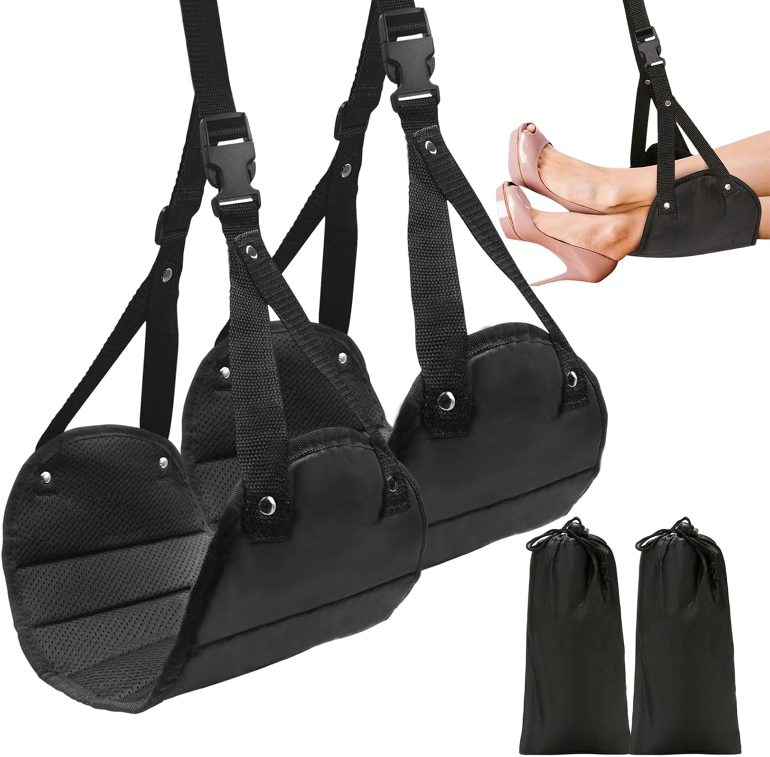 Airplane Foot Hammock 2 Pack, Memory Foam Airplane Foot Hammock for