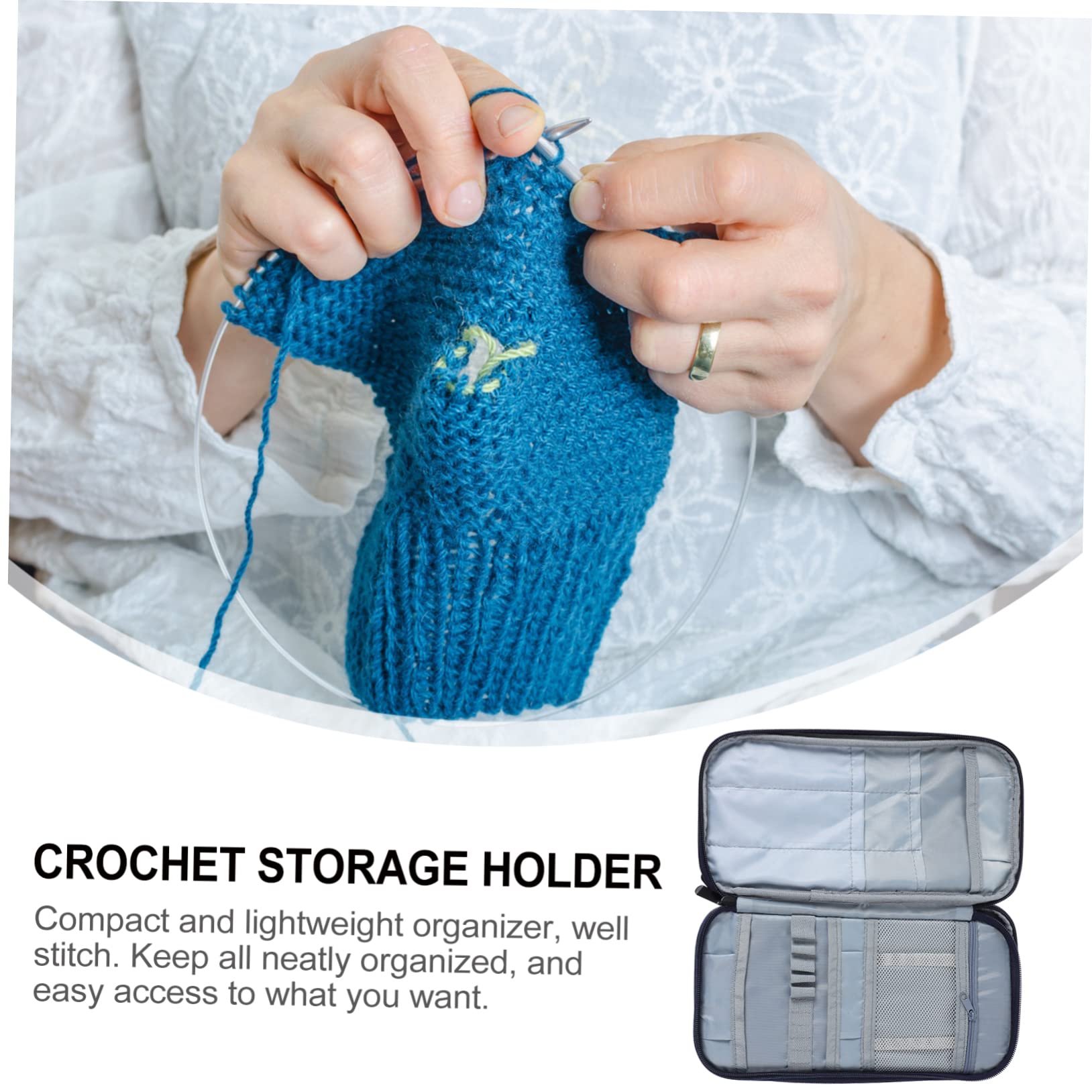 NUOBESTY 2stücke Knitting Needles Case Mit Großem Stauraum Für Häkelnadeln Tragbare Aufbewahrungstasche Aus Oxford Dunkelblau Für Strickzubehör Und Mehr