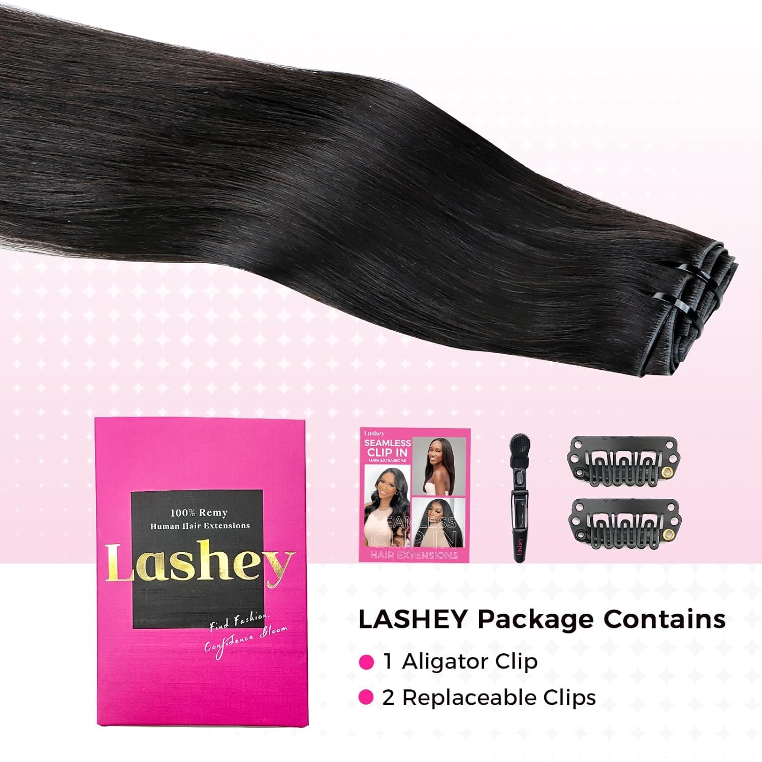 Lashey Invisi Edge Clip in Extensions Echthaar, 7 Stück 110g 35cm Injected Nahtlose Echthaar Extensions Clip, Natürliches Schwarz Glatt Remy Menschliches Haar
