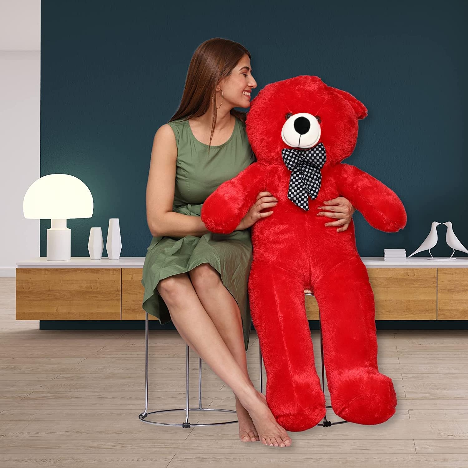 DIKANG 3 Feet Teddy Bear Soft Toy for Kids | Plush Toy for Baby Boys and Girls (Red)