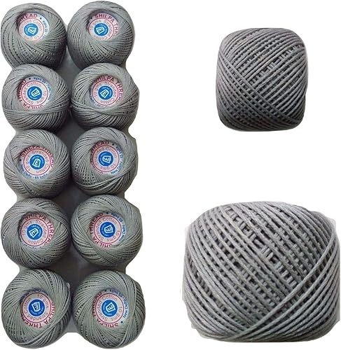 Hilo de 6 capas, color plateado, juego de 10 – 100 % hilo de algodón, punto de cruz, bordado de encaje de ganchillo (10 bolas, 3.53 onzas)