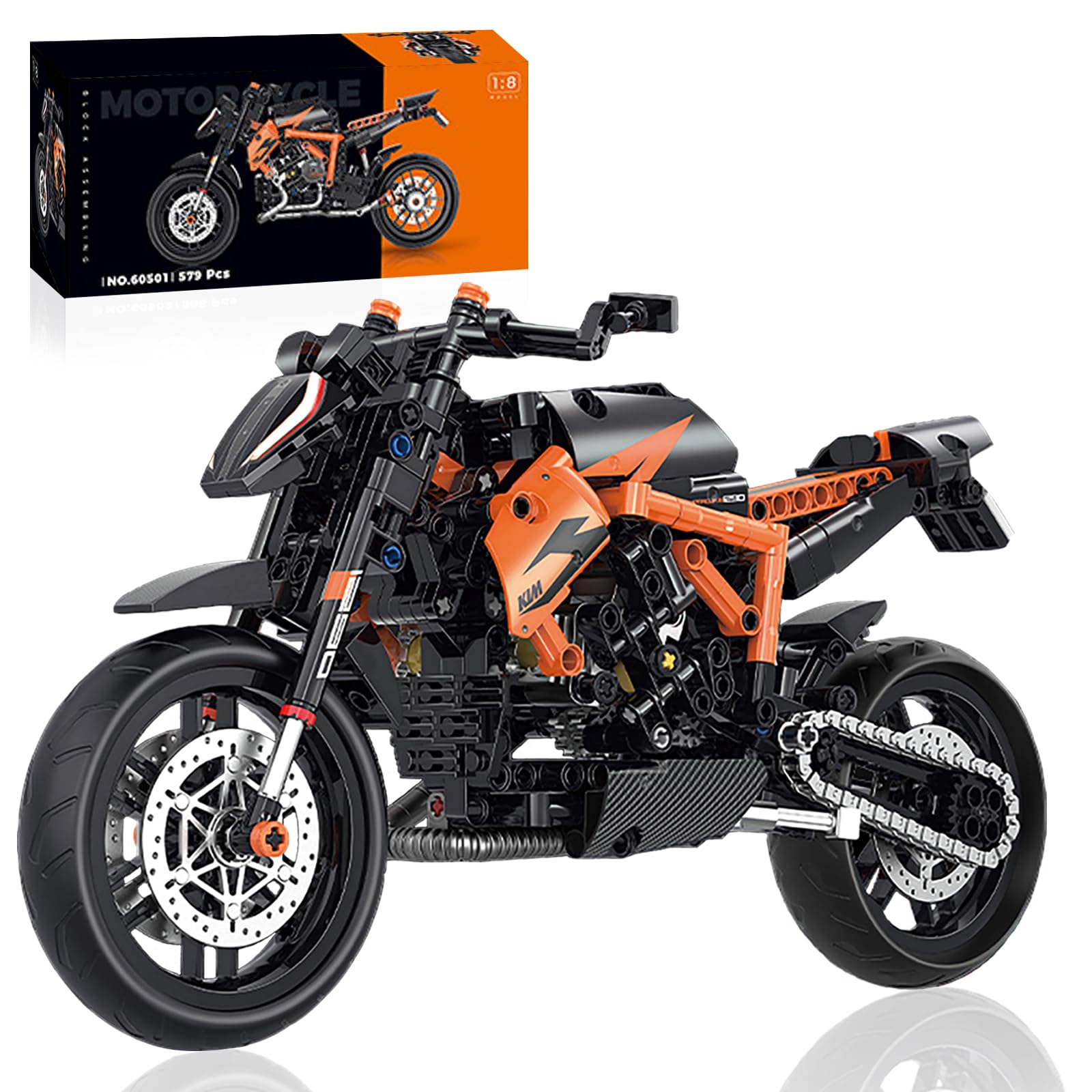 HIGH GODO Technic Motorcycle Building Set, 1:8 MOC Motorcycle Model Kit for Adults, Build and Display Ideas Cool Toys Gift for Teens Adults 14+ (