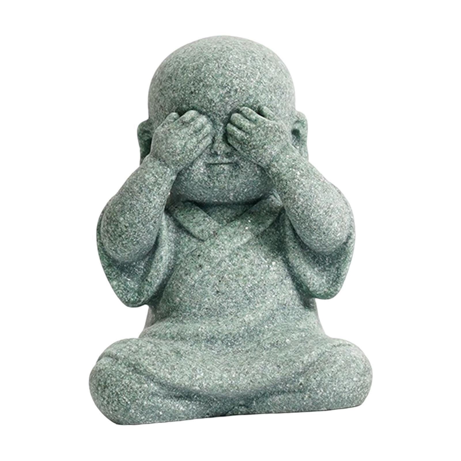 Alcxazs Cover Eyes Indoor Monk Statue Ornament Exquisite Desk Accessory Monk,