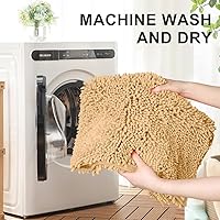 Vista 5 de vctops Alfombras de baño de chenilla extra suaves y absorbentes de microfibra, alfombra antideslizante para bañera, alfombra de ducha, color Camello