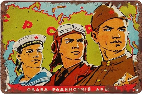 Letrero de metal vintage con texto en inglés "Rare! Glory of Soviet Army - Letrero de metal retro para decoración de pared para el hogar,
