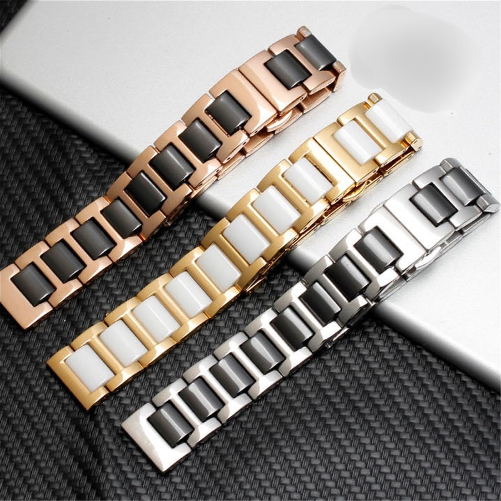 Bracelet en céramique for Femmes et Hommes, en Acier Inoxydable, 12-22mm, Montre à la Mode