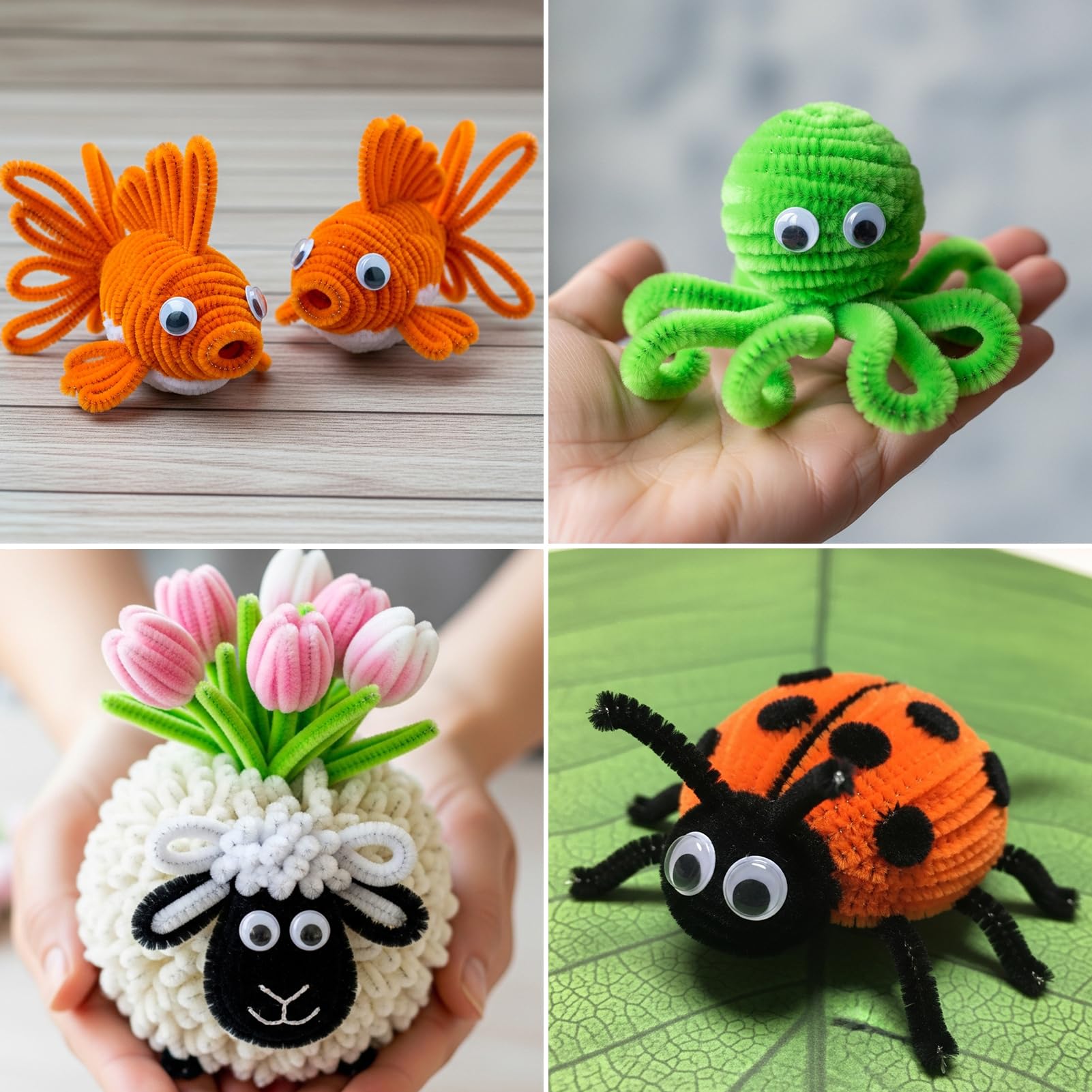 Caydo Lot de 4 000 cure-pipes de 40 tiges en chenille de couleurs assorties pour l'art et l'artisanat, nettoyeur de tuyaux pour projets d'art et d'artisanat, cadeaux créatifs, décorations de fête