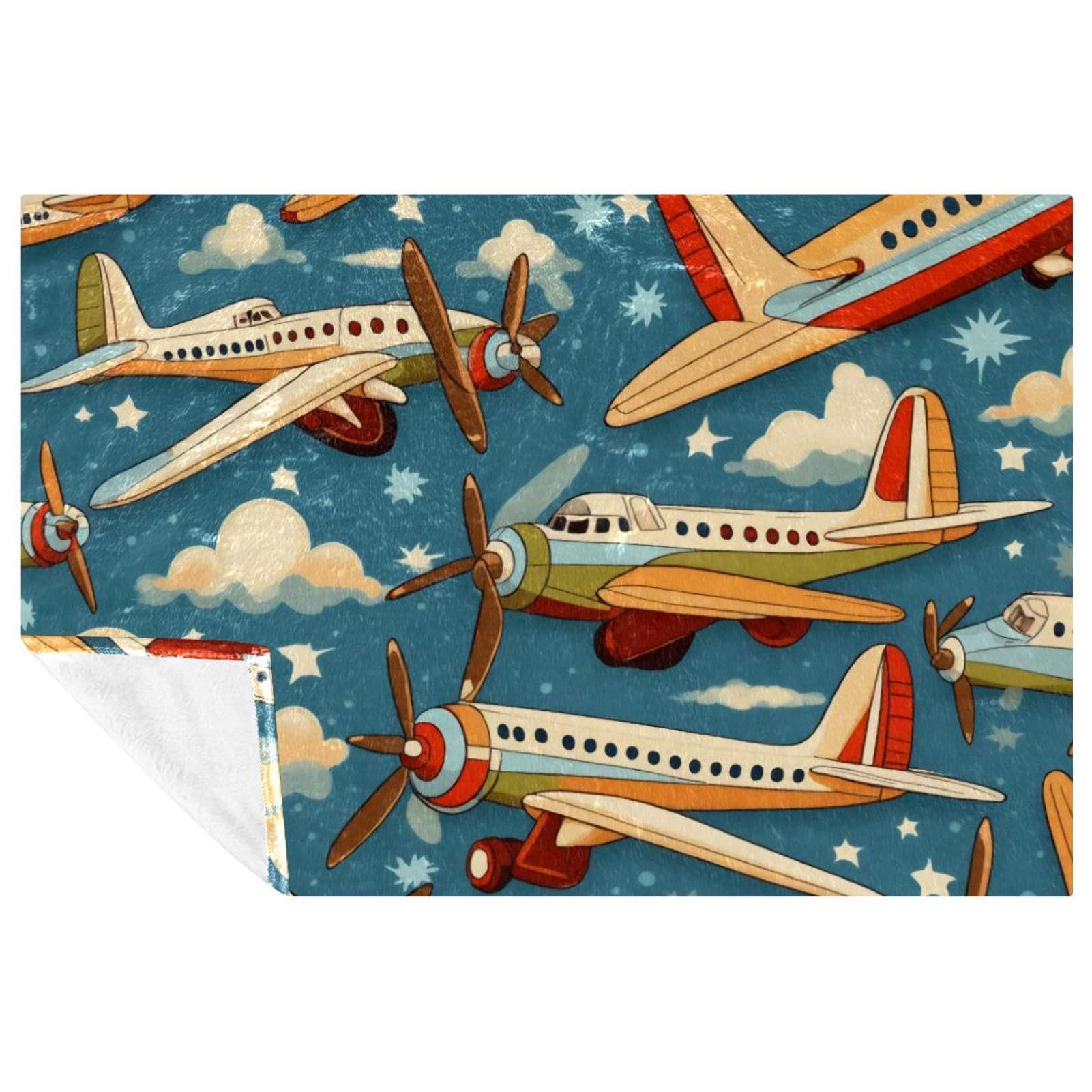 Couverture vintage avions pour stopper le froid plaid chaud doux lit et canapé