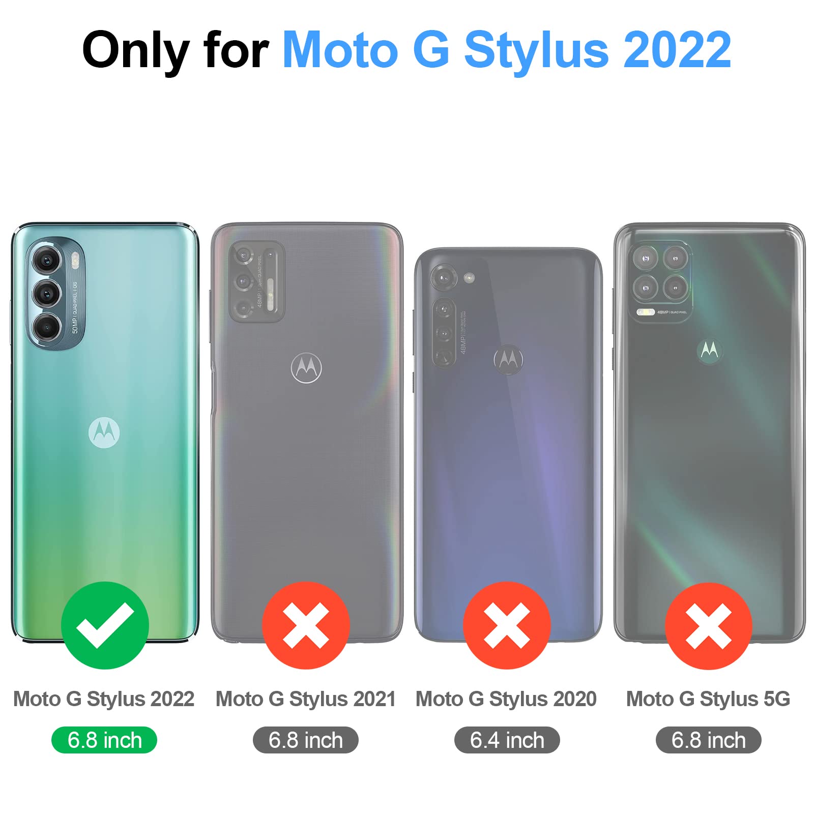 Antsturdy Motorola Moto G Stylus 5G 2022 Wallet case with Card Holder for Women Men,Moto G Stylus 5G 2022 Phone case RFID Blocking PU Leather Flip Cover with Strap Zipper Credit Card Slots,Black