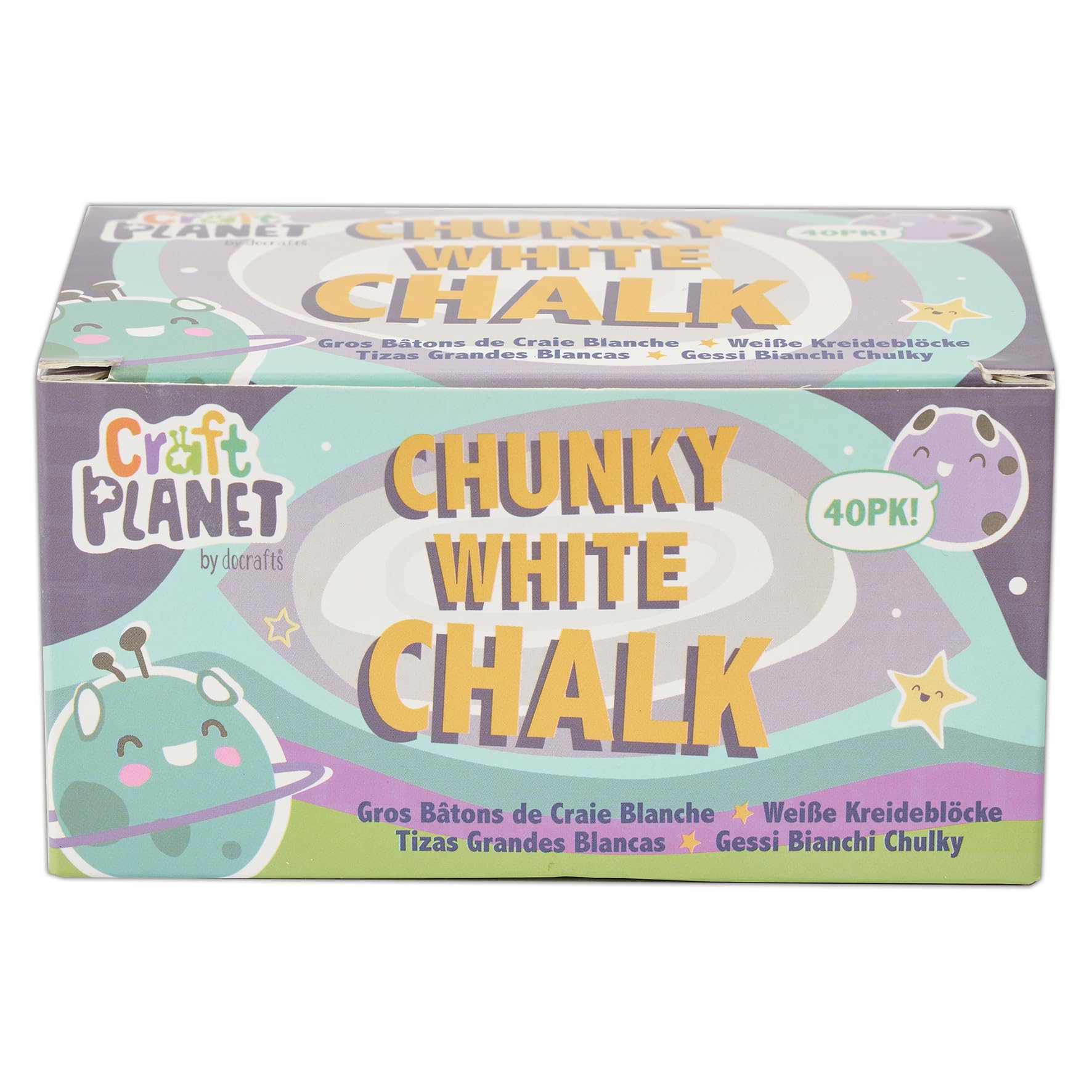 Craft Planet Chunky Chalk, White, Pack Of 40, Art & Craft Fun For Kids, Drawing, Pavement, Playground, School, Home, Garden, Games, Paper