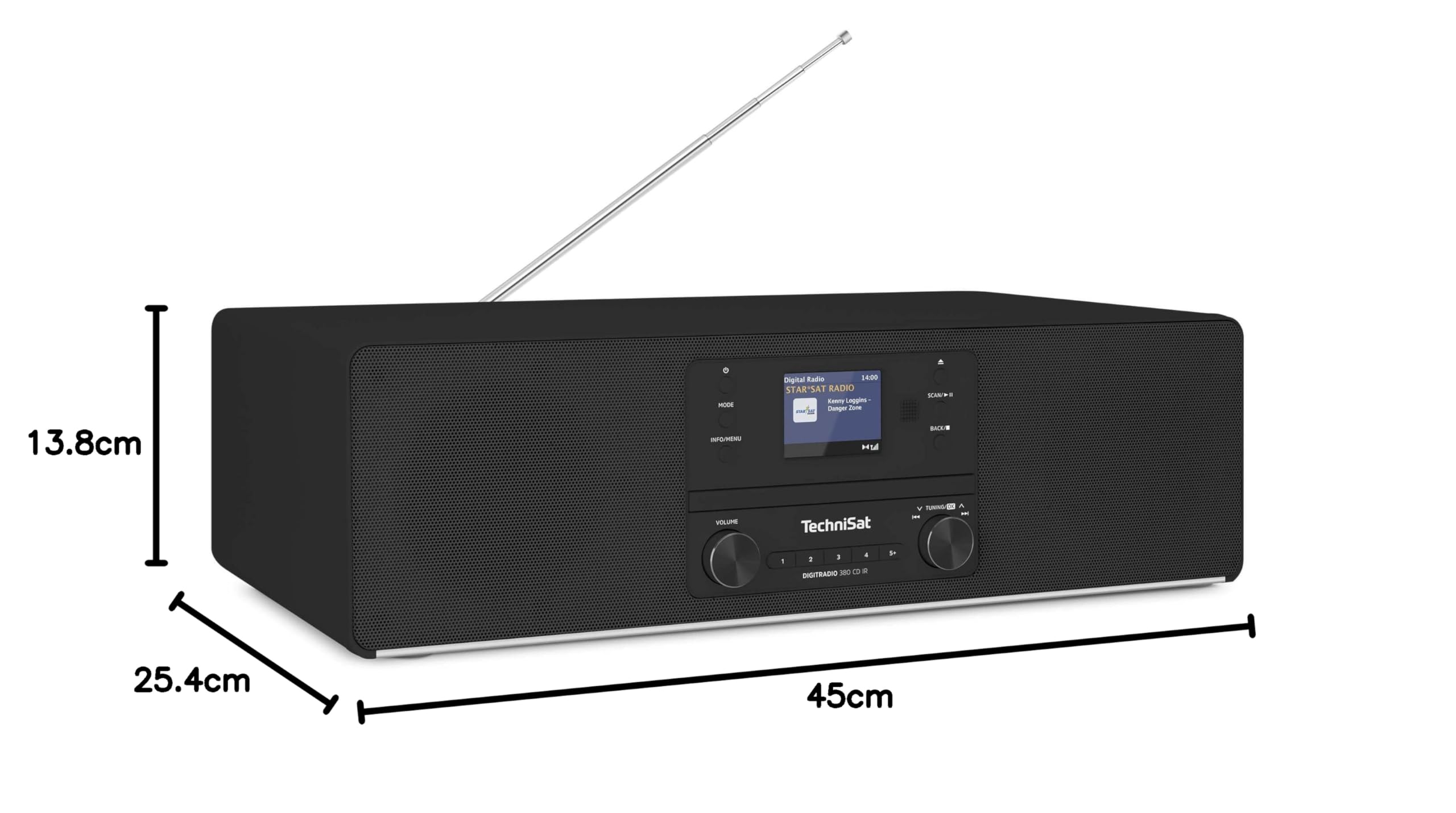 TechniSat DIGITRADIO 380 CD IR - DAB+/UKW/Internet-Stereoradio (CD-Player, Bluetooth, USB, Spotify Free, App-Steuerung, 2 x 20 W, Stereo-Kompaktanlage, Farbdisplay, Wecker, Fernbedienung) schwarz