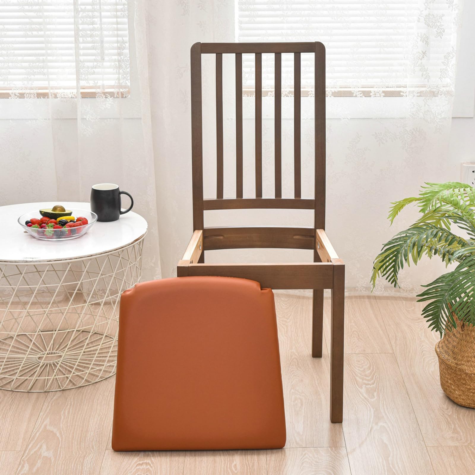 Stuhlhussen, elastischer PU-Leder Sitzbezug für Essstühle