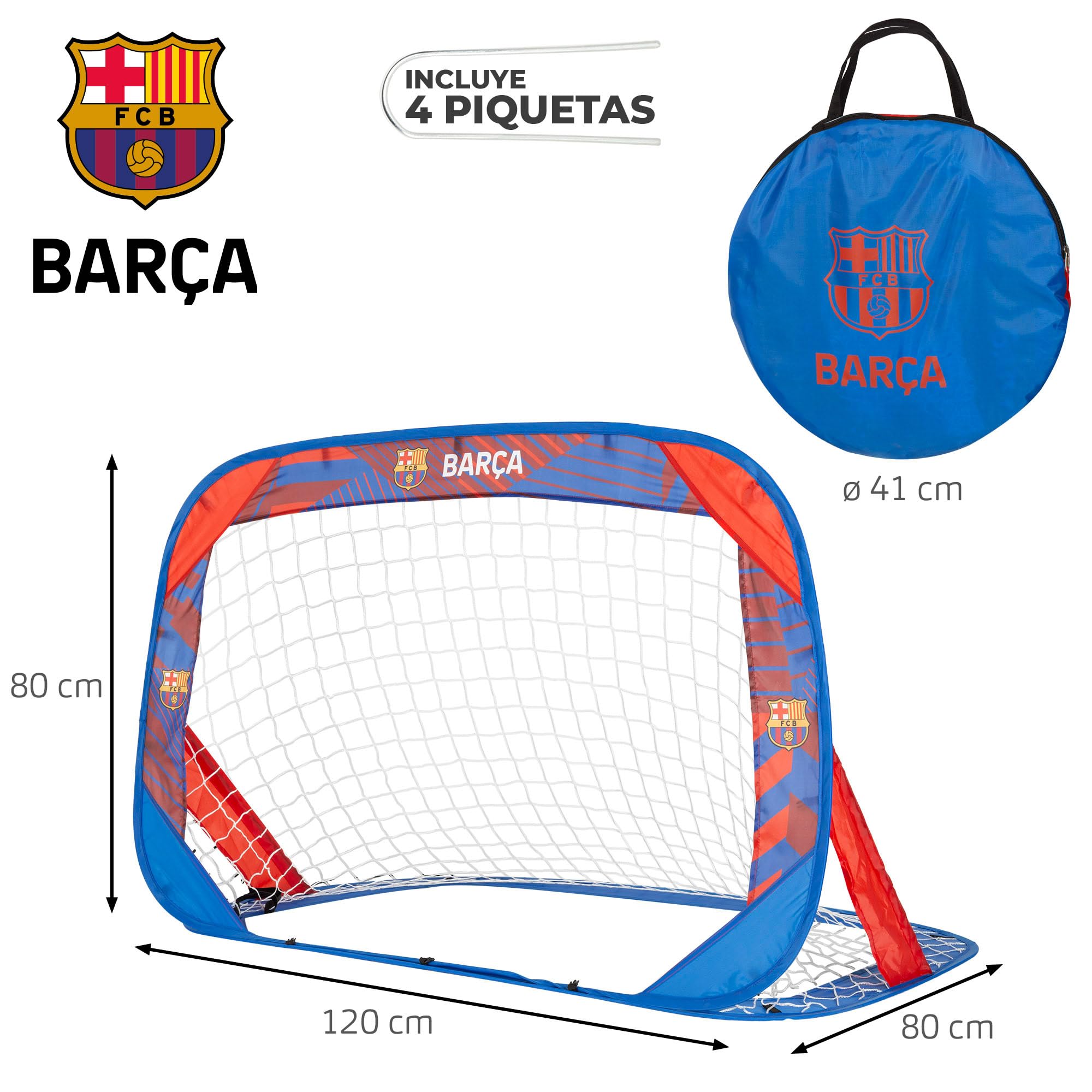 COLORBABY portería Pop-up fútbol 4 en 1, 120 x 80 x 80 cm, con dianas intercambiables, bolsa con asas