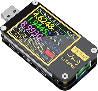 USB Voltage Meter Tester, FNB48 PD Trigger Voltmeter USB 3.0 Voltage and Current Tester DC 4-24V 6.5A USB C Multimeter PPS Fast Charging Protocol Capacity Tester QC2.0 3.0