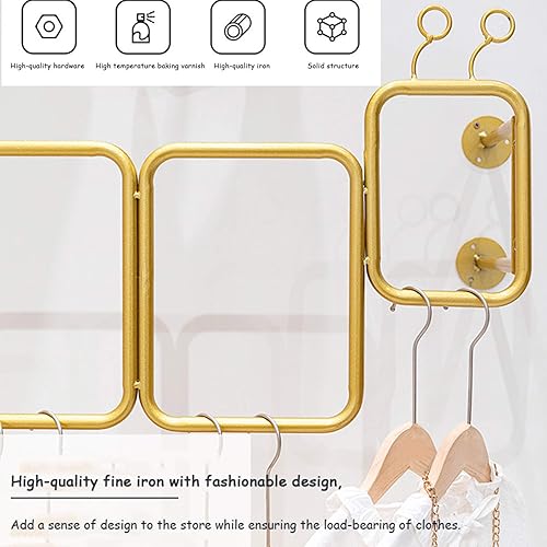 Miniatura 3 de Percheros de pared, barra de ropa colgante dorada, soporte de poste de exhibición de tienda de ropa