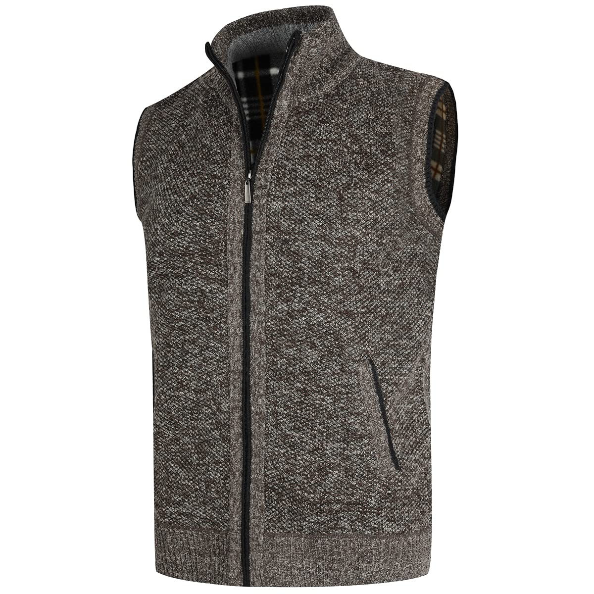 YOUTHUP Gilet da Uomo Senza Maniche Canotta Invernale in Maglia Foderata in Pile con Cerniera Spessa