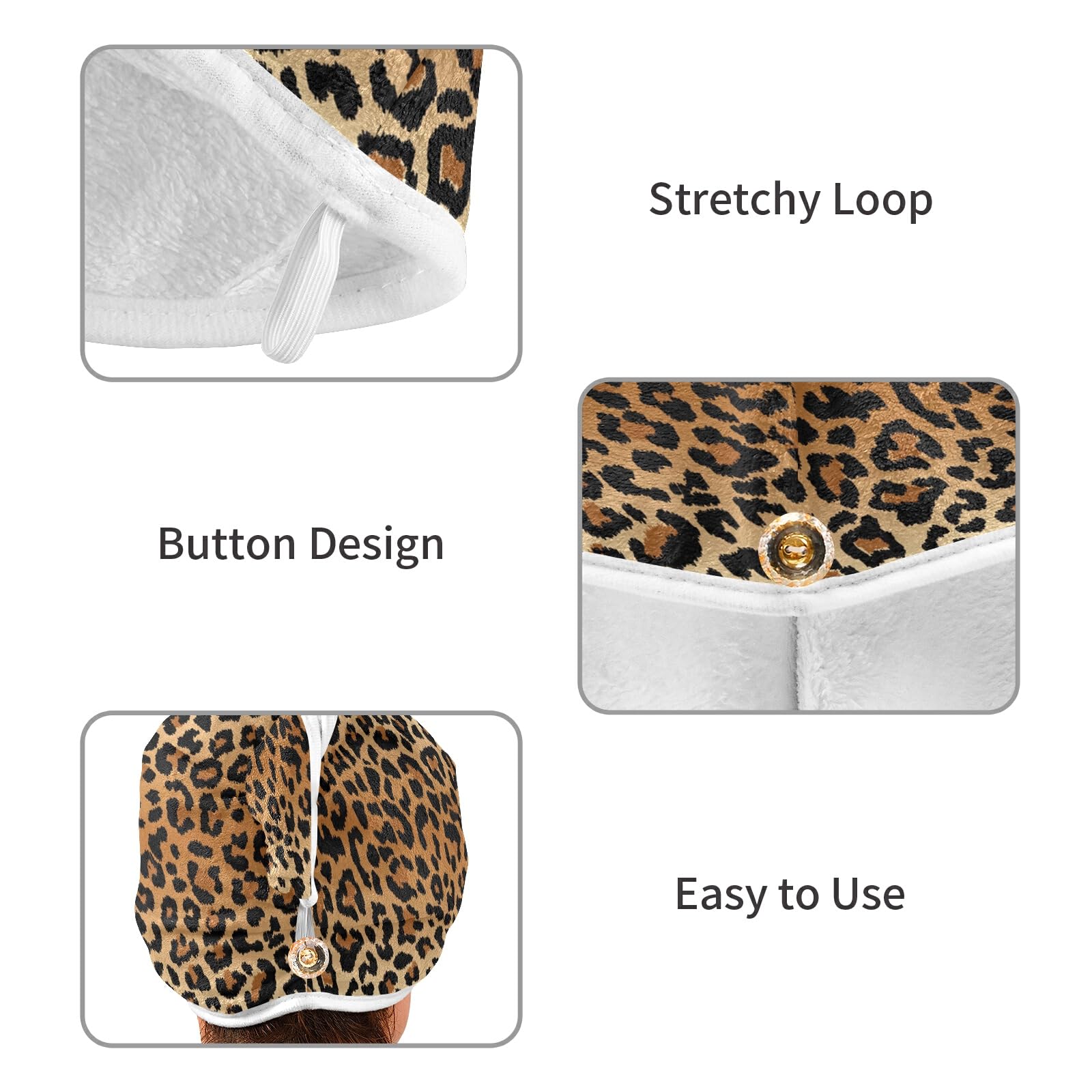 Stylishes Mikrofaser-Handtuch mit Leopardenmuster, schnell trocknend, Haartuch, 2 Stück