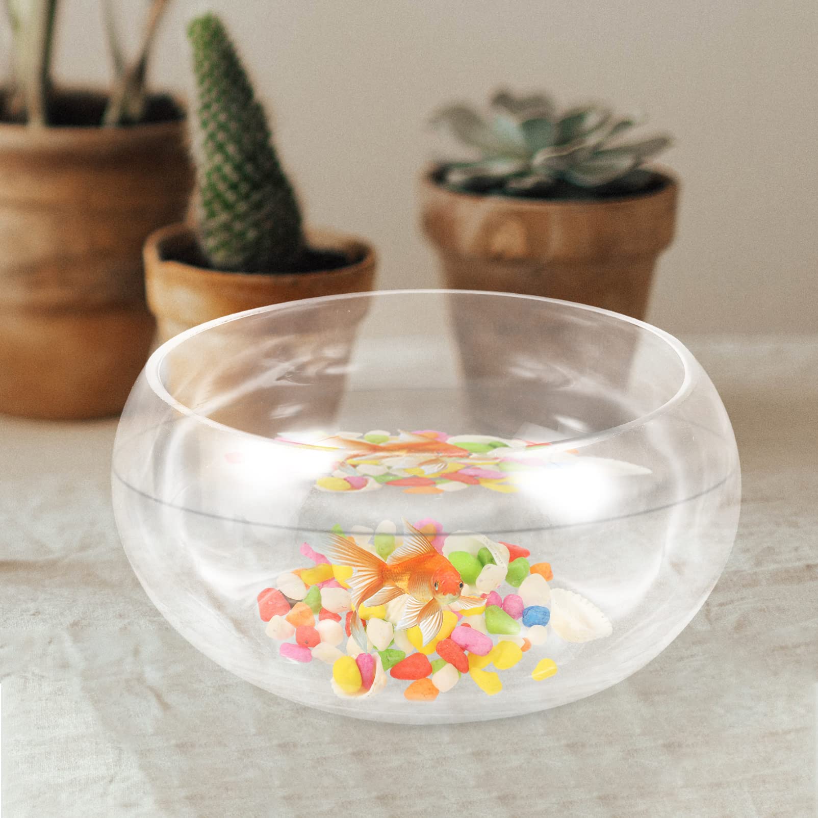 PATKAW Bocal Rond en Verre Aquarium Vase en Verre Bol Rond Terrarium Bocal À en Verre Et Aquarium De Roche Bureau Décoratif Bocal À Poisson Rouge