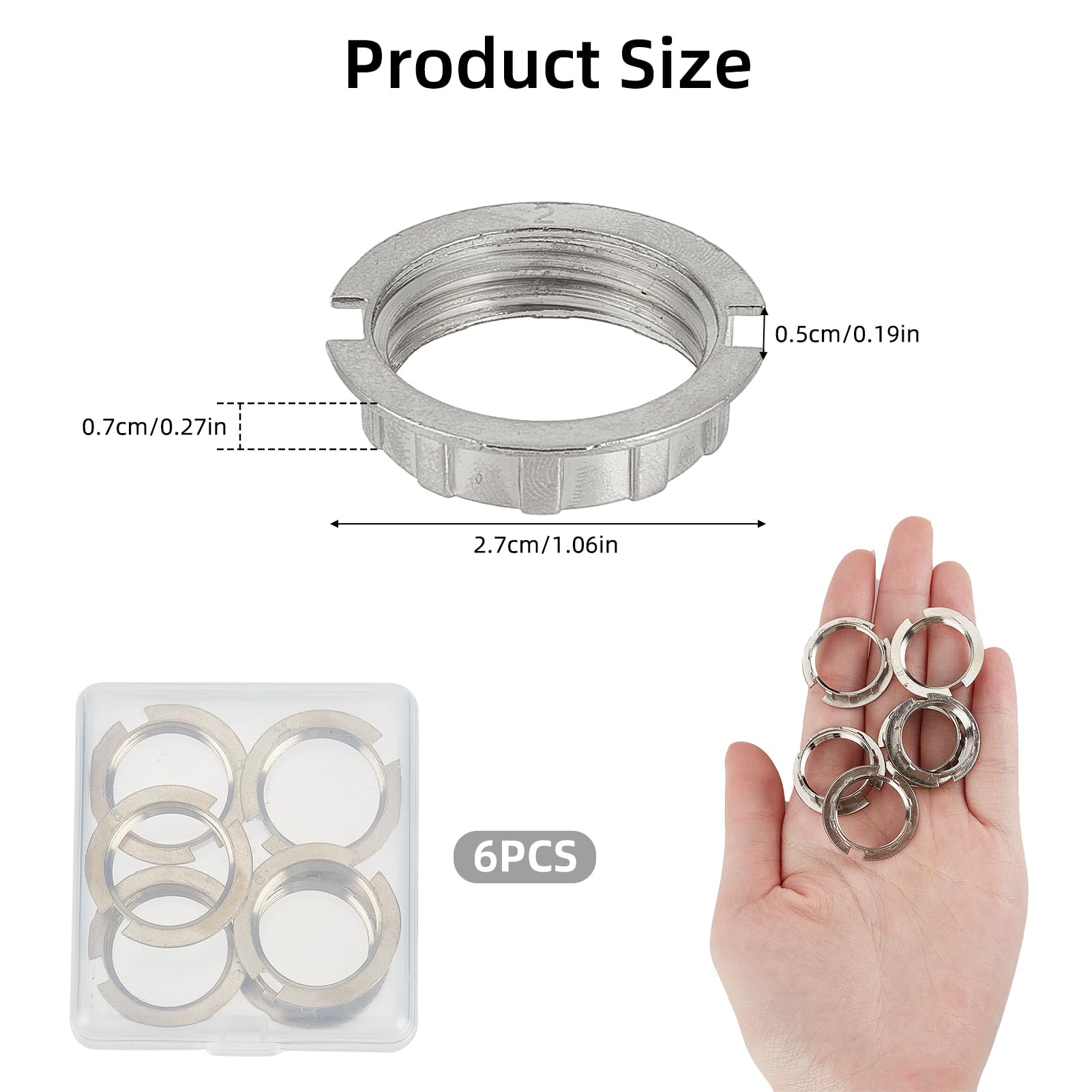 NICENEEDED Lot De 6 Anneaux De Douille En Métal Pour Abat-jour