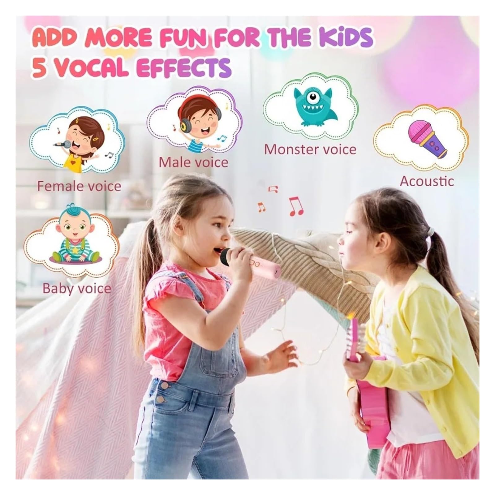 Mini Sprzęt Do Karaoke Z 2 Mikrofonami Bezprzewodowymi Przenośny Głośnik Bluetooth, Prezenty Urodzinowe I Świąteczne Dla Dzieci, Dziewcząt Chłopców Uniwersalna Kompatybilność