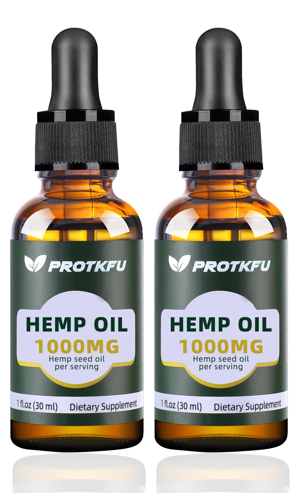 ProTKFU Hemp Oil Supplement with Omega 3-6-9 Fatty Acids, Organic Formula, Vegan, Non-GMO, 2 Pack