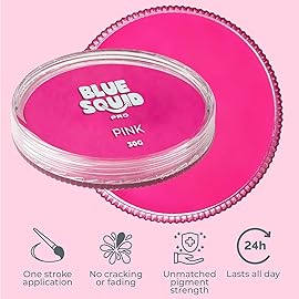 Blue Squid Face Paint Water Based Single Cake Professional Face Paint & Body Paint - Water Activated, Kids Adults Face Painting for Costume, Halloween Makeup, Cosplay - Classic Pink Face Paint 30g