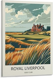 Landscape Wall Art Canvas Prints Royal Liverpool Golf Club Vintage Travel Poster for Living Room Bedroom Decor Gift 16x24inch(40x60cm).