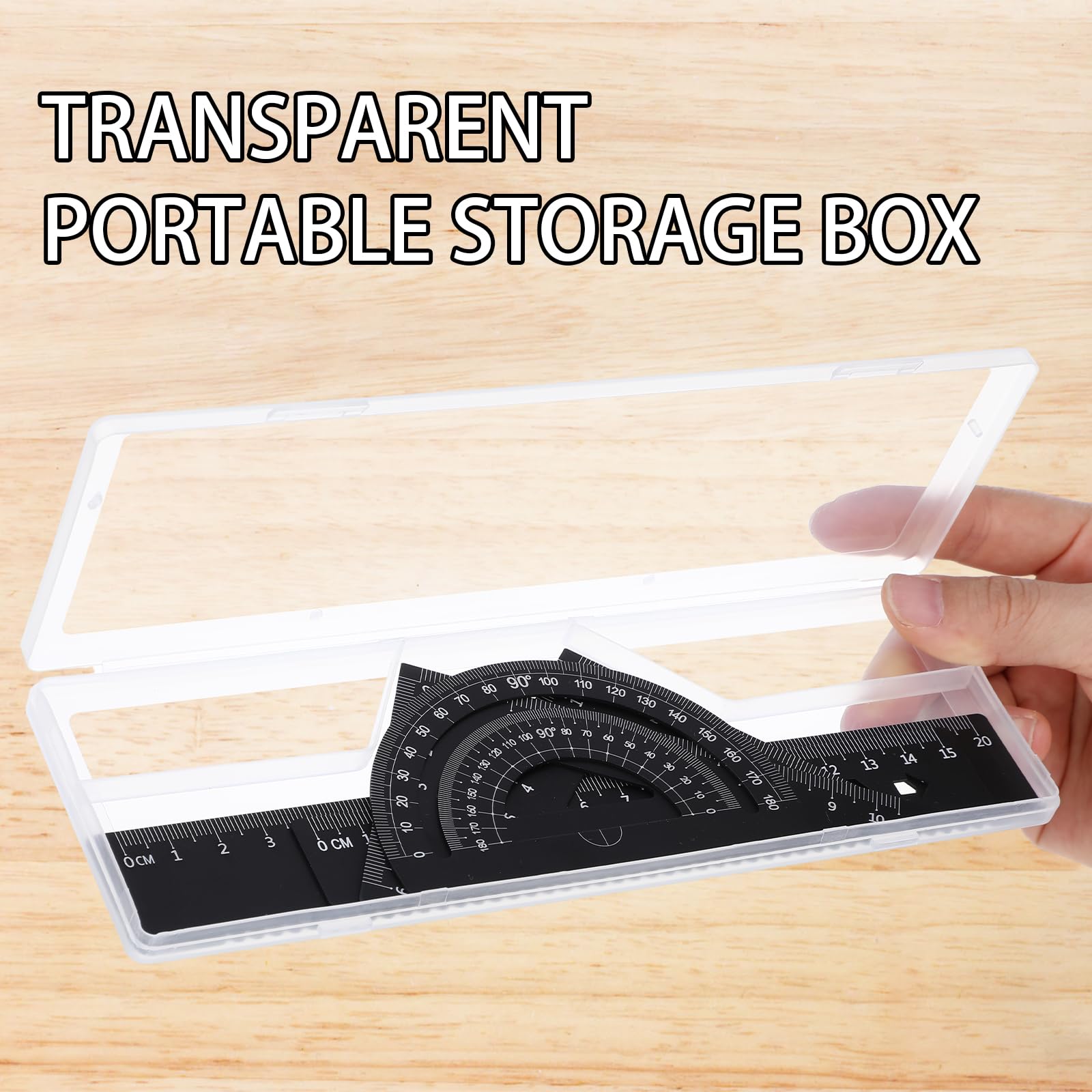 5 PCS Metal Geometry Set with Protractor and Triangle Rulers, 8 & 6 Inch Aluminum Alloy Math Drafting Ruler Straight Measuring Tool for School and Office, Metric and Imperial Black - Image 3